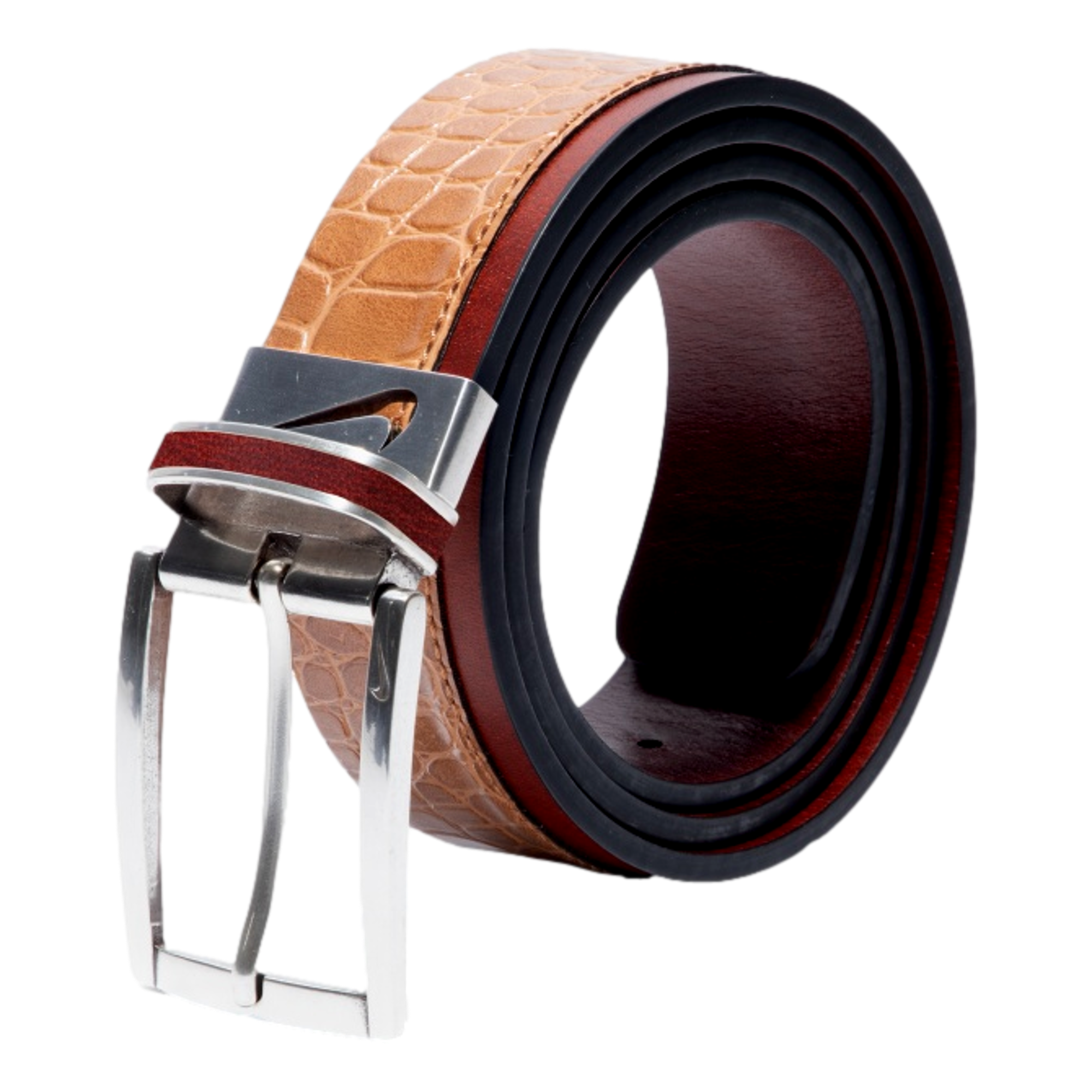 Croco Leather Reverse Inlay Men's Golf Belt
