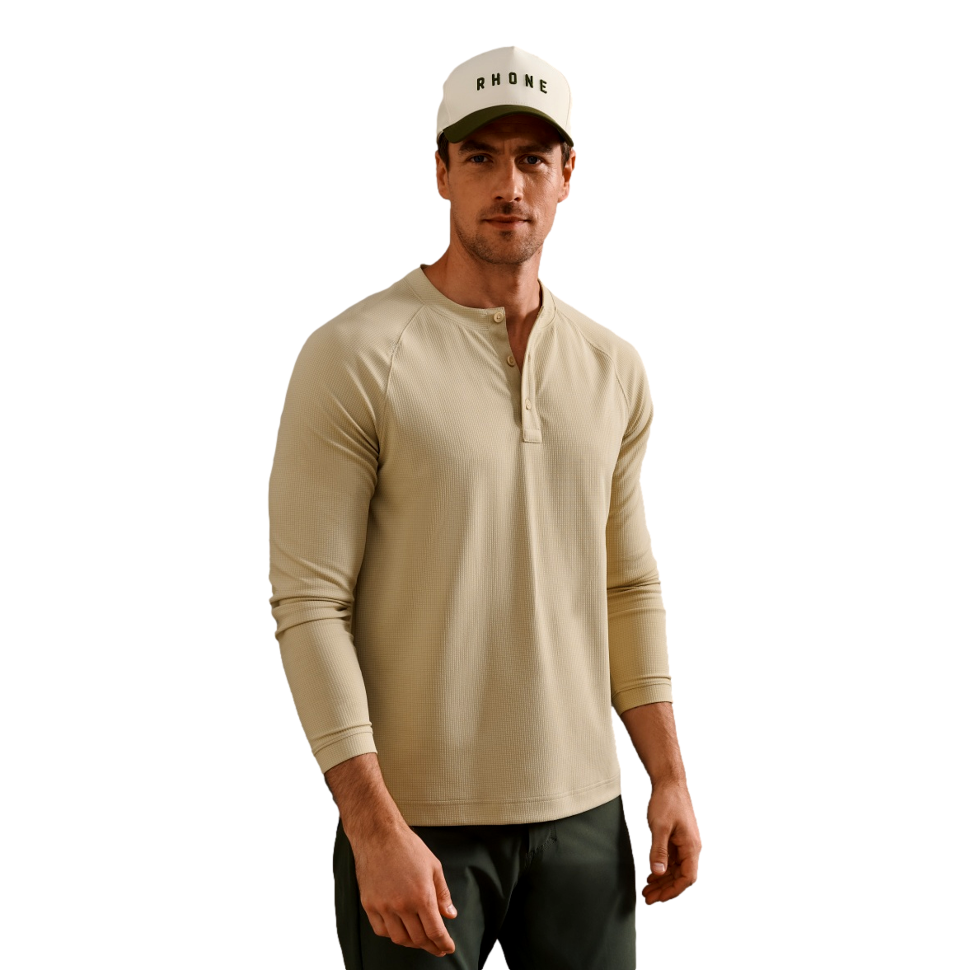 Waffle Tech Men's Long Sleeve Henley Golf Shirt