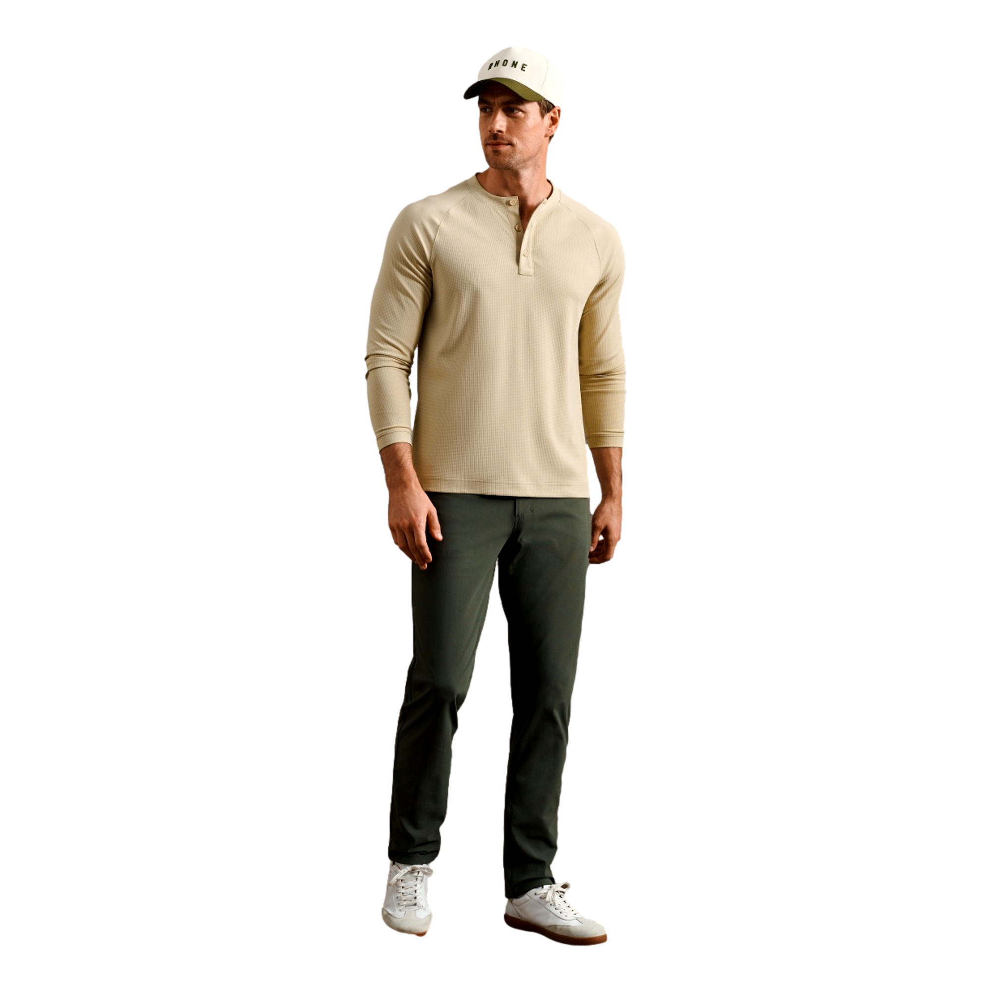 Waffle Tech Men's Long Sleeve Henley Golf Shirt