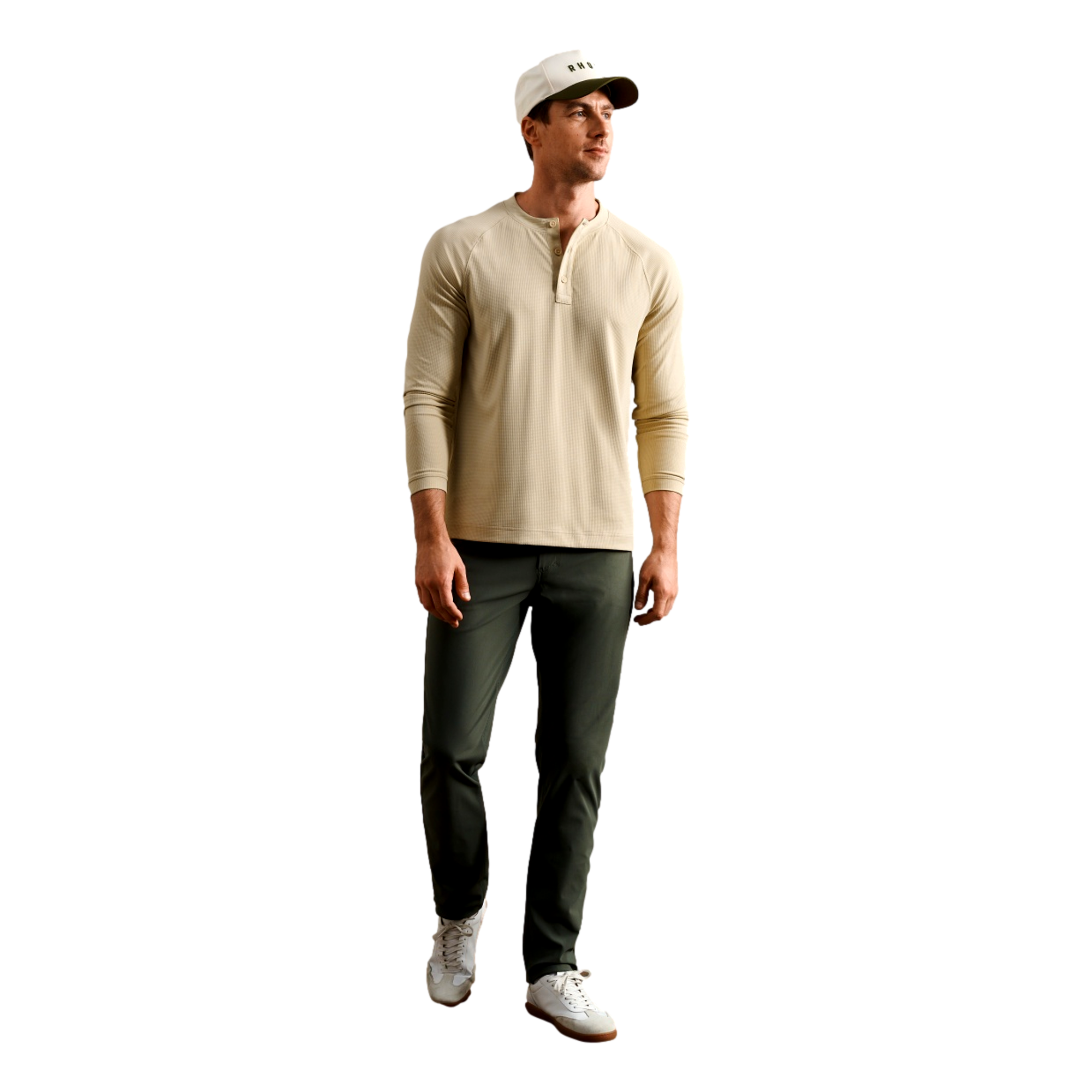Waffle Tech Men's Long Sleeve Henley Golf Shirt