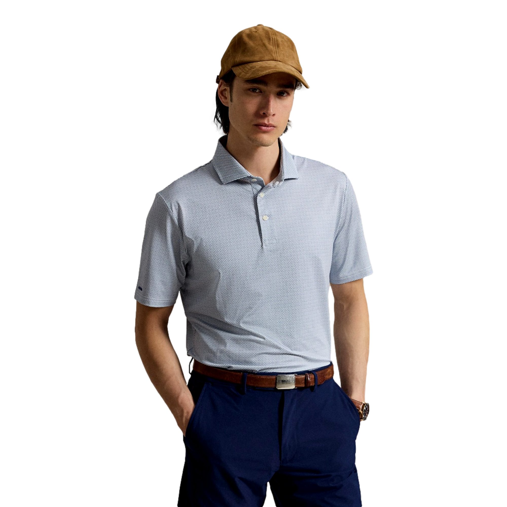 Fifeshire Geo Printed Jersey Men's Golf Polo Shirt