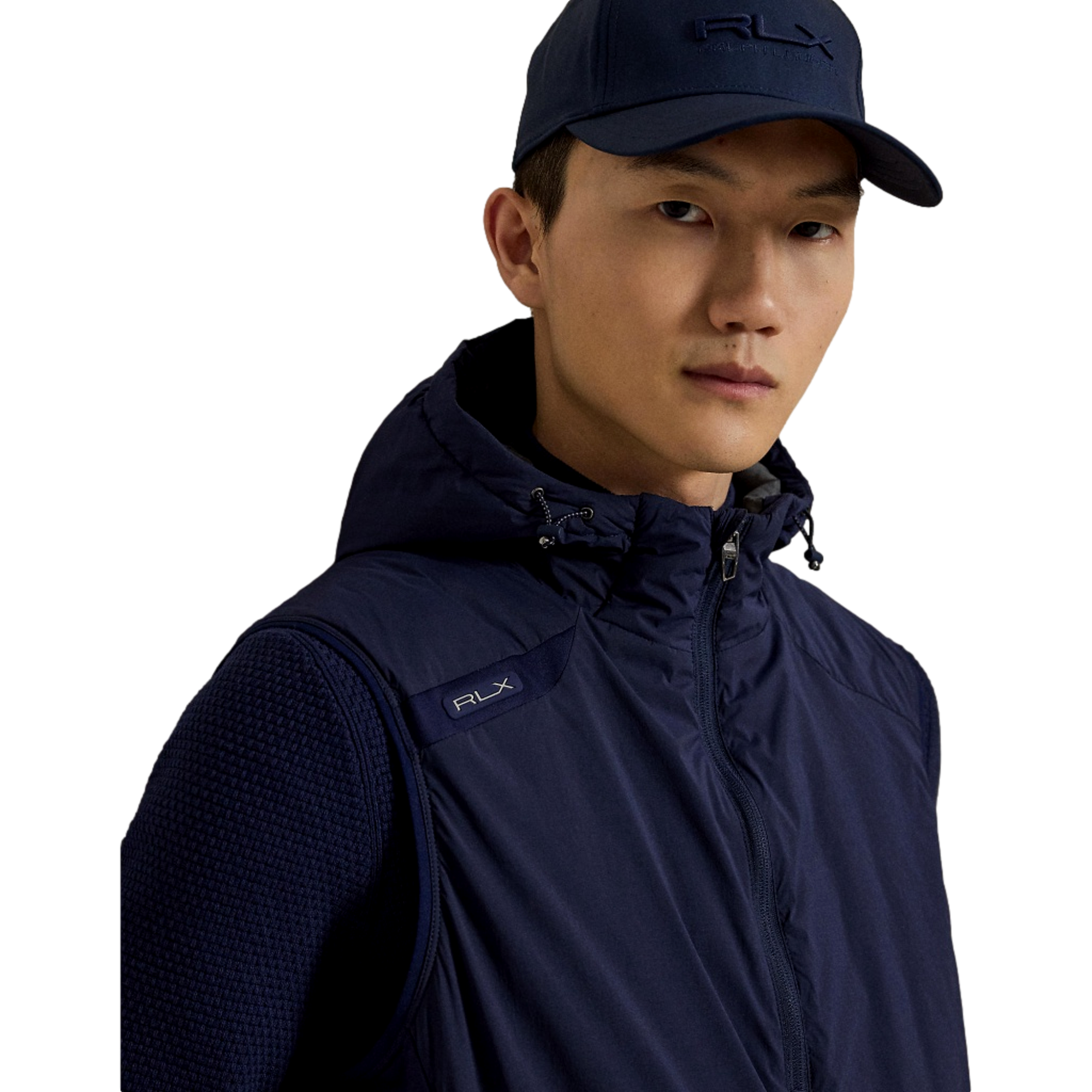 Crepe Stretch Hooded Men's Golf Quarter Zip Vest