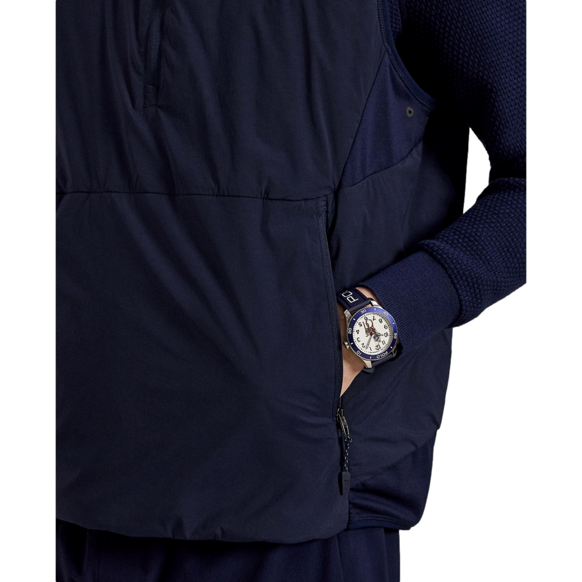 Crepe Stretch Hooded Men's Golf Quarter Zip Vest