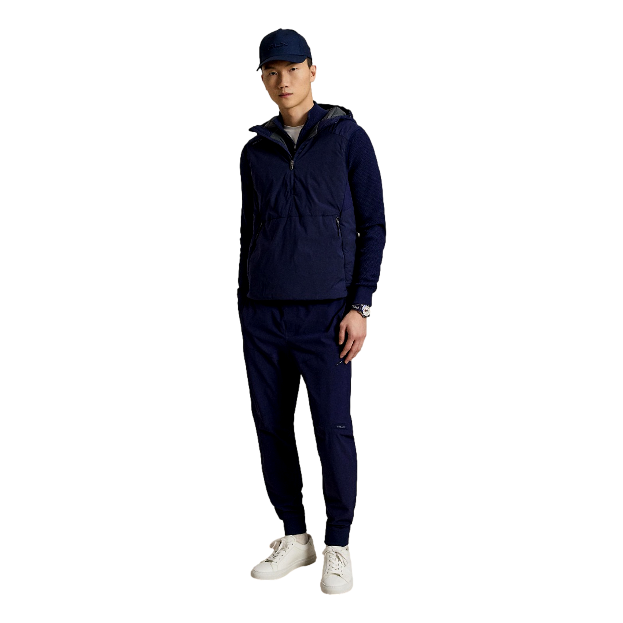 Crepe Stretch Hooded Men's Golf Quarter Zip Vest