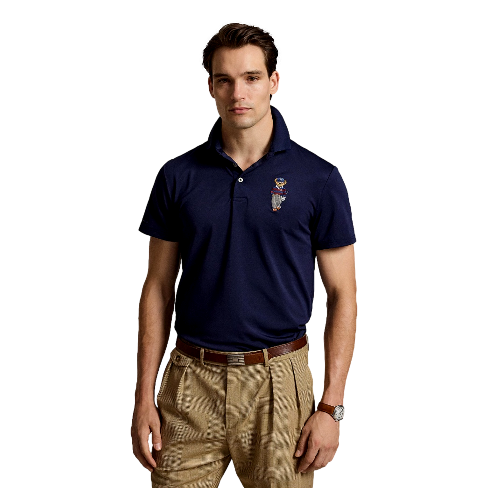 Novelty Bear Pique Men's Knit Golf Polo Shirt