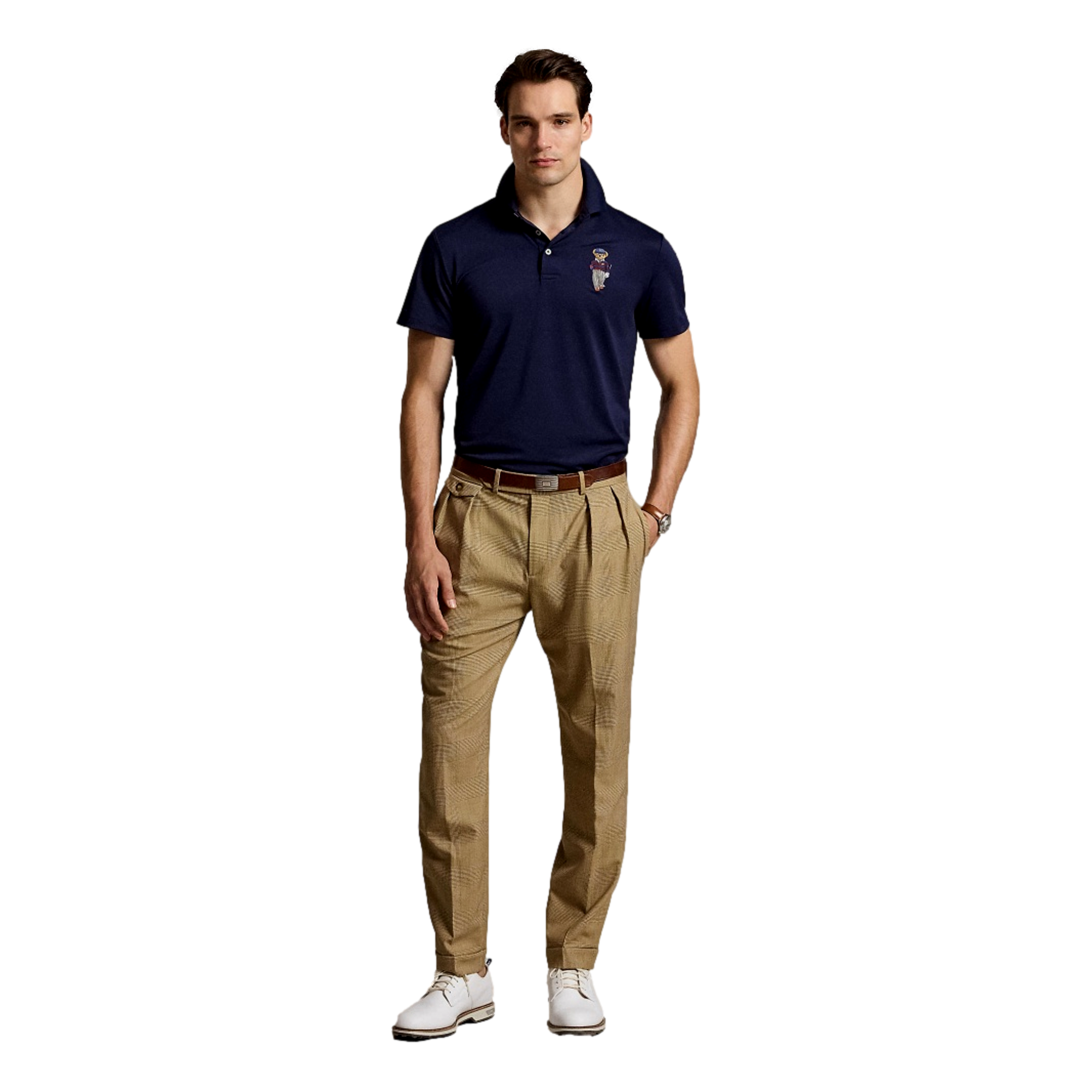 Novelty Bear Pique Men's Knit Golf Polo Shirt