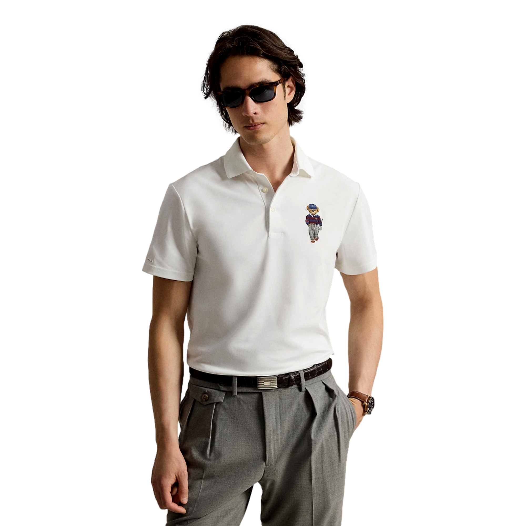 Novelty Bear Pique Men's Knit Golf Polo Shirt