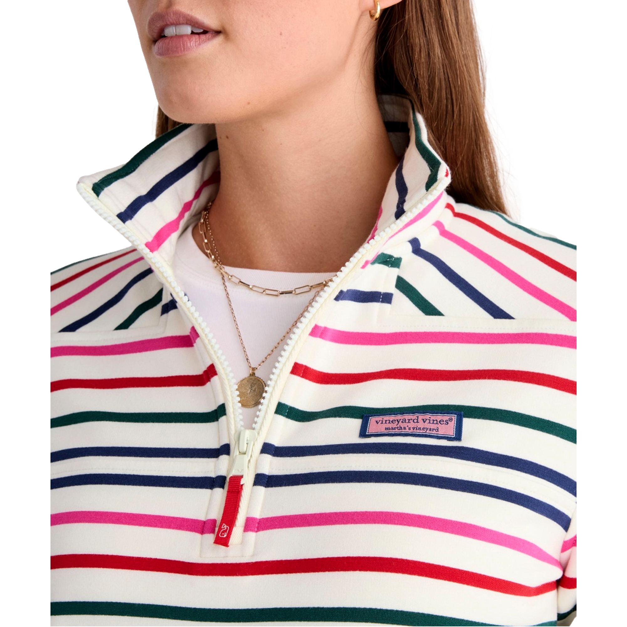 Dreamcloth Striped Shep Shirt Women's Golf Quarter Zip