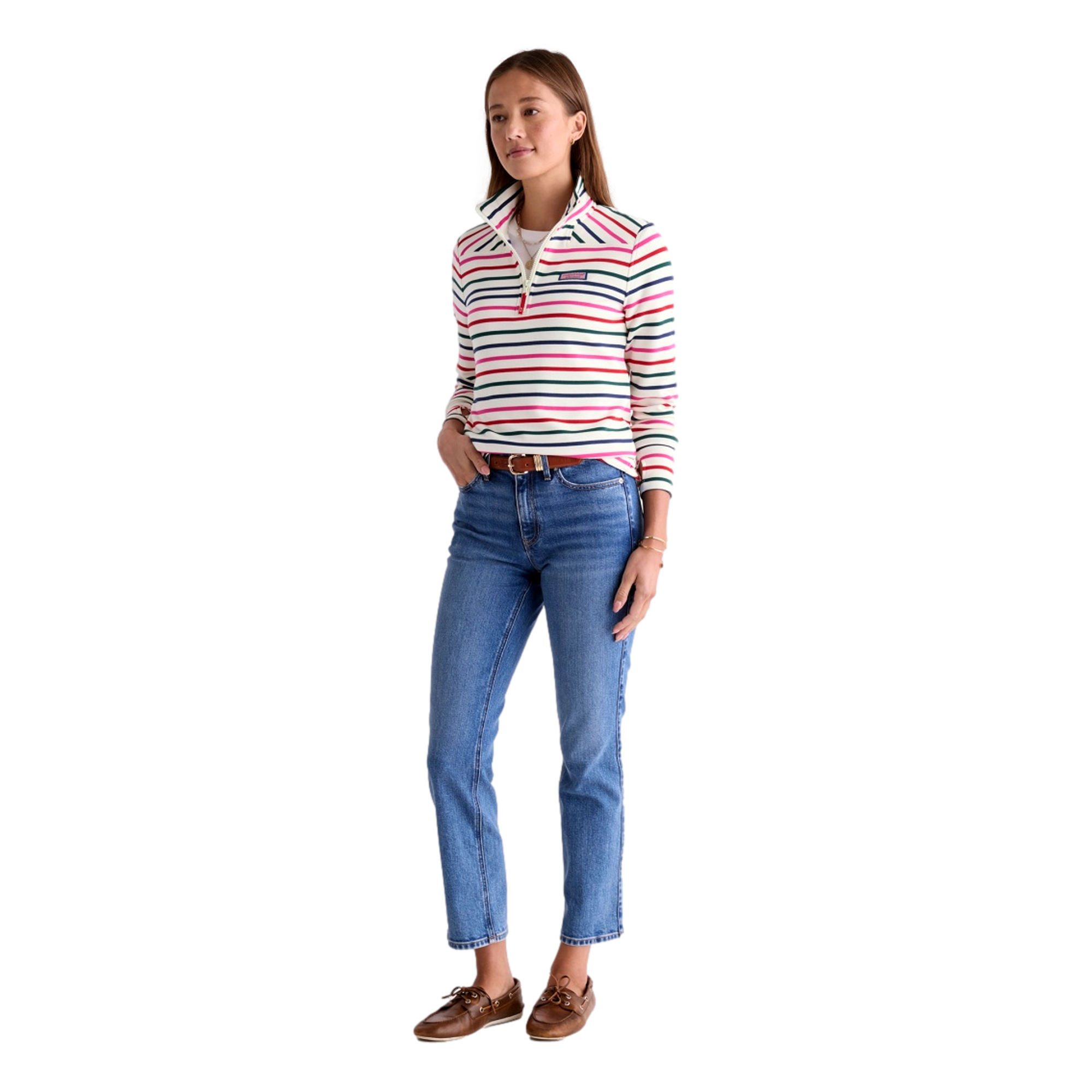Dreamcloth Striped Shep Shirt Women's Golf Quarter Zip
