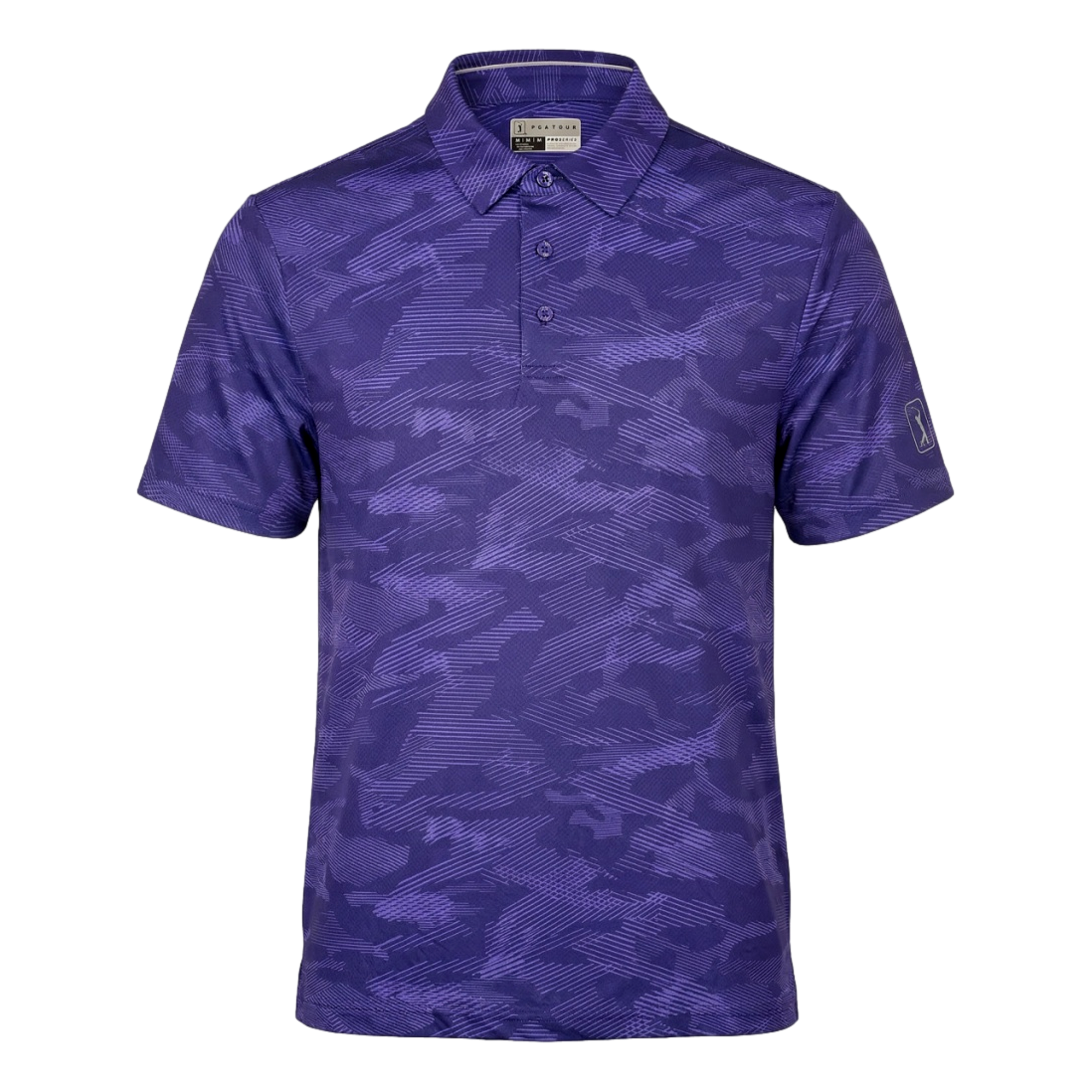 All Over Textured Camo Print Boys Golf Polo Shirt