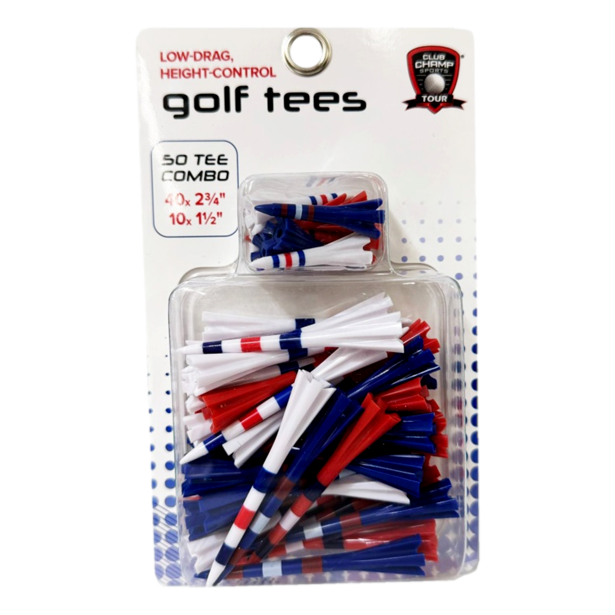 Red, White, & Blue Stripped Golf Tees 50-Pack
