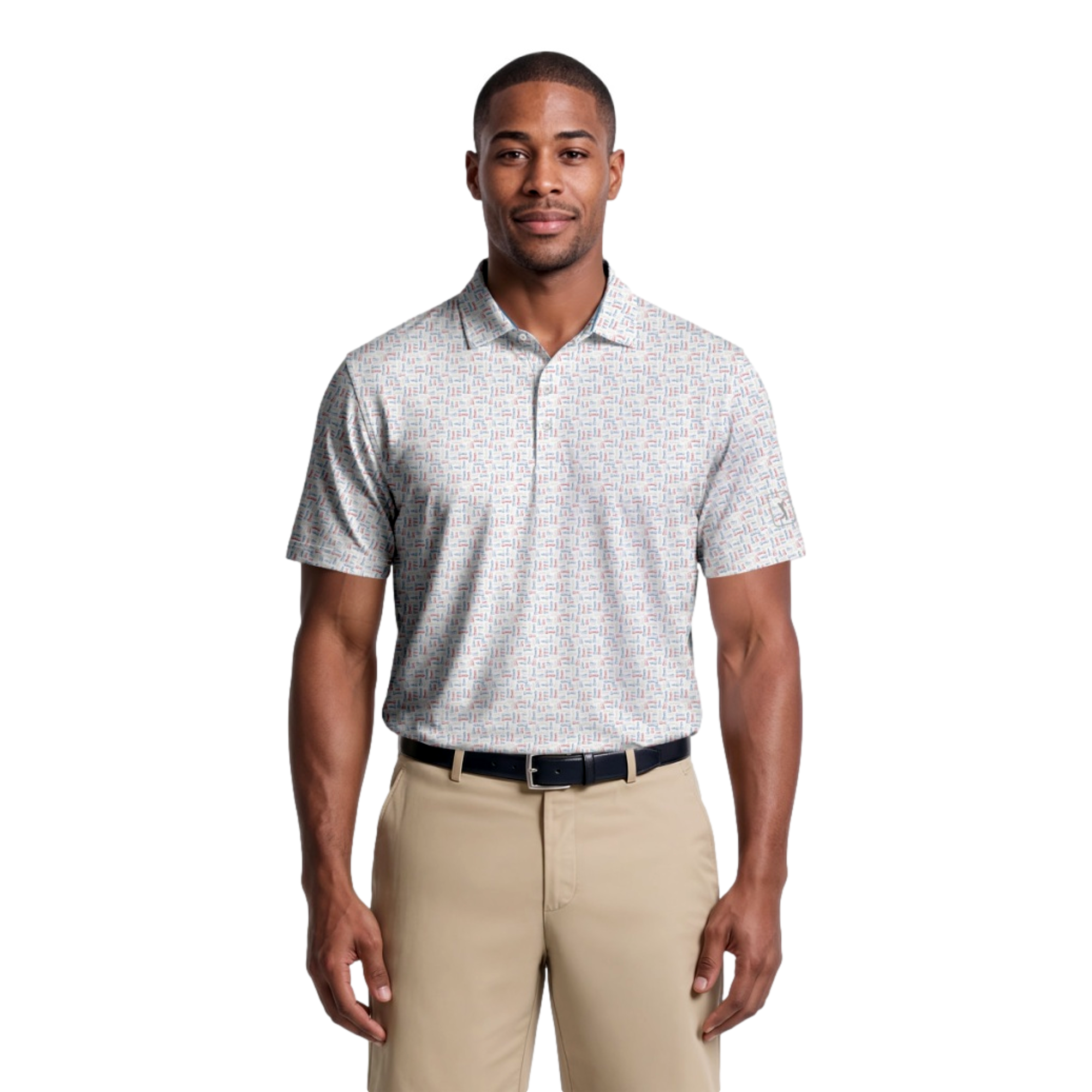 Chess Piece Printed Men's Golf Polo Shirt