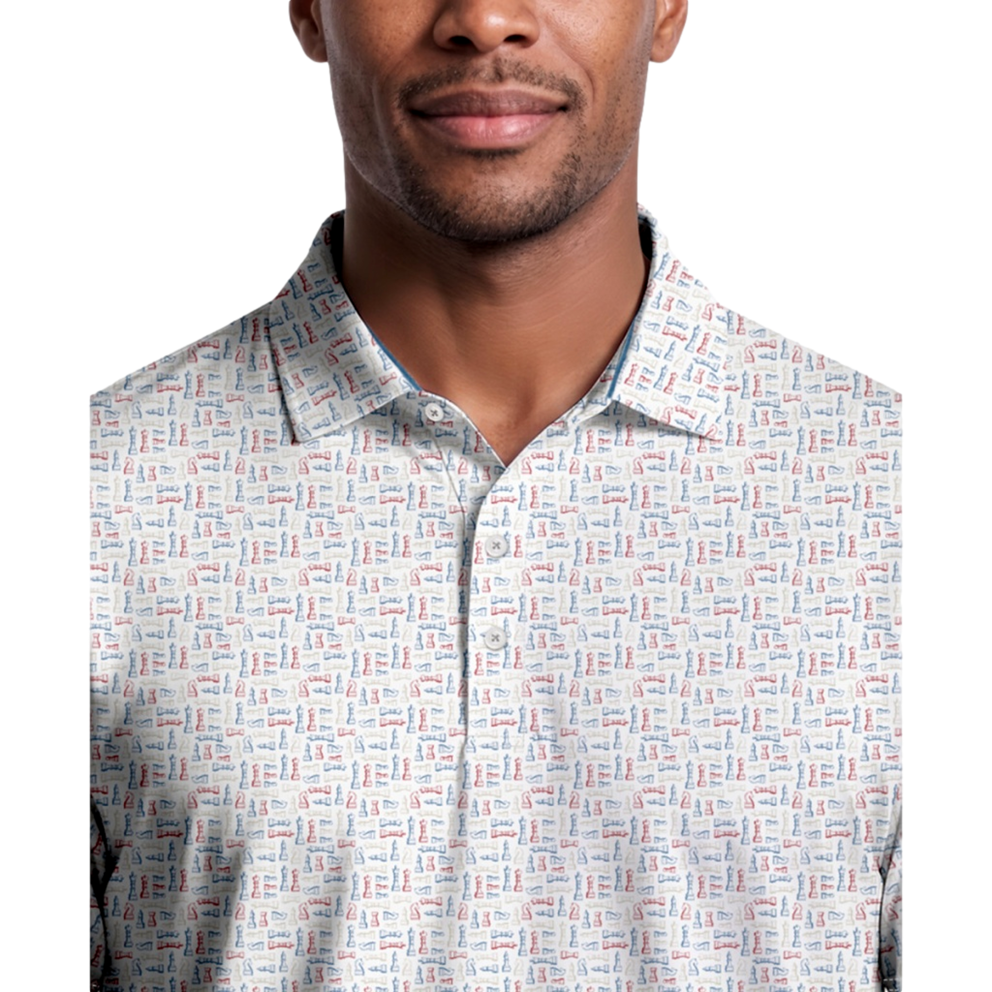 Chess Piece Printed Men's Golf Polo Shirt
