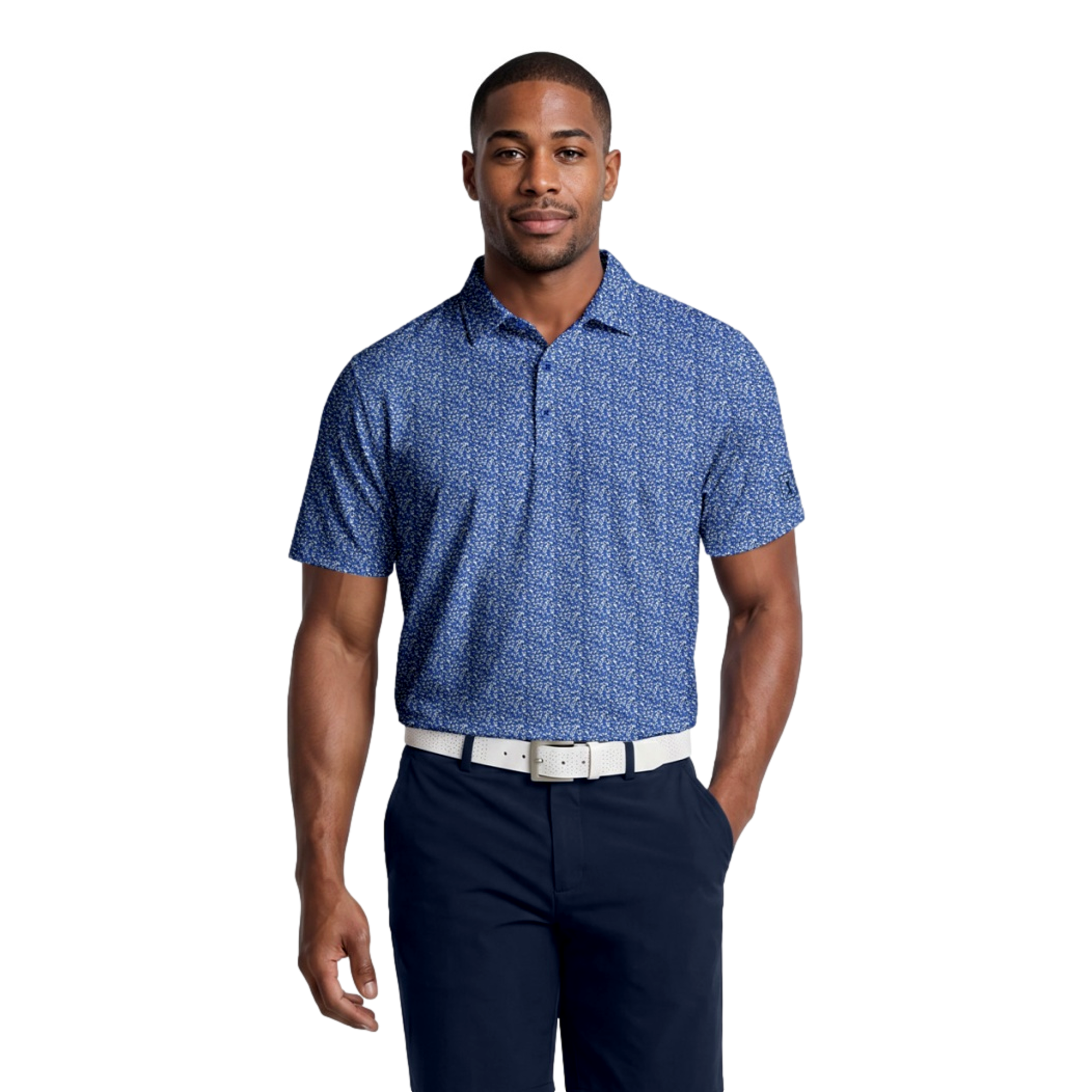 Classic Floral Confetti Print Men's Golf Polo Shirt