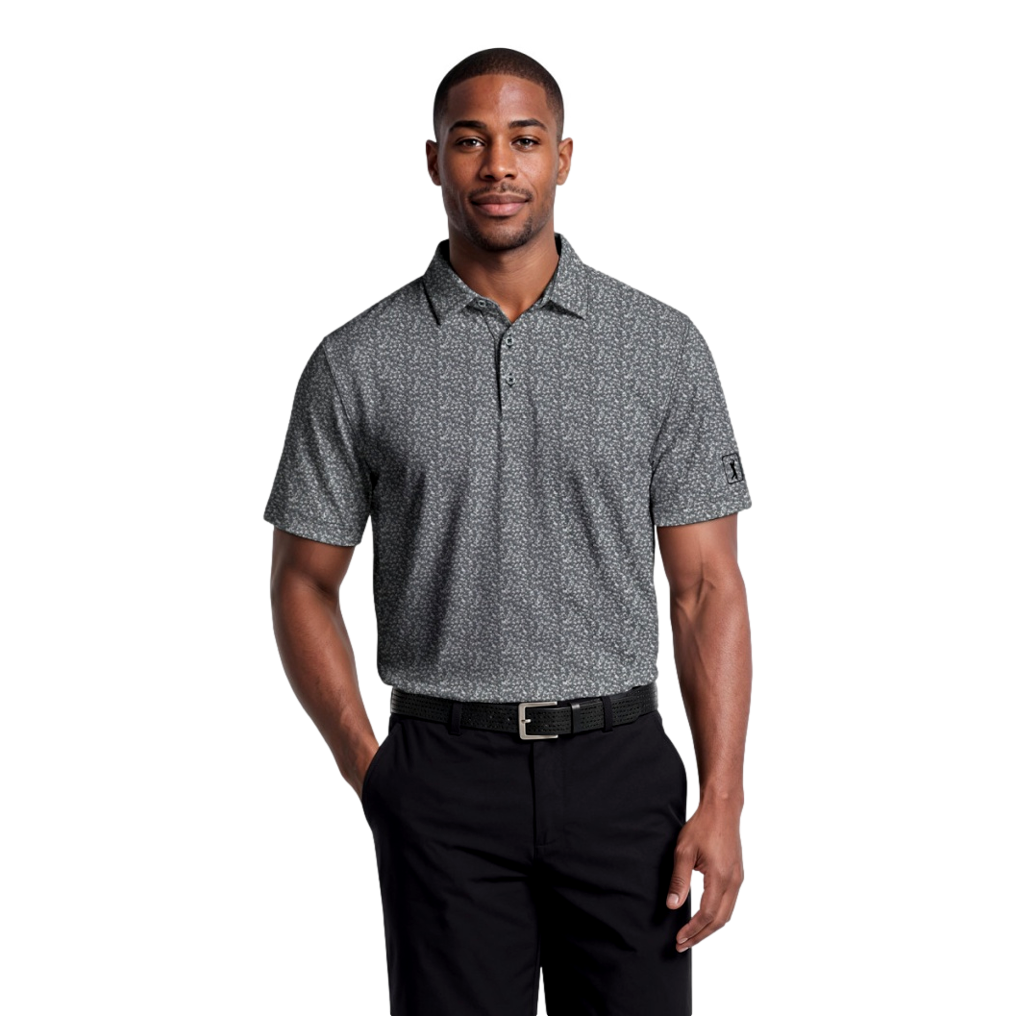 Classic Floral Confetti Print Men's Golf Polo Shirt