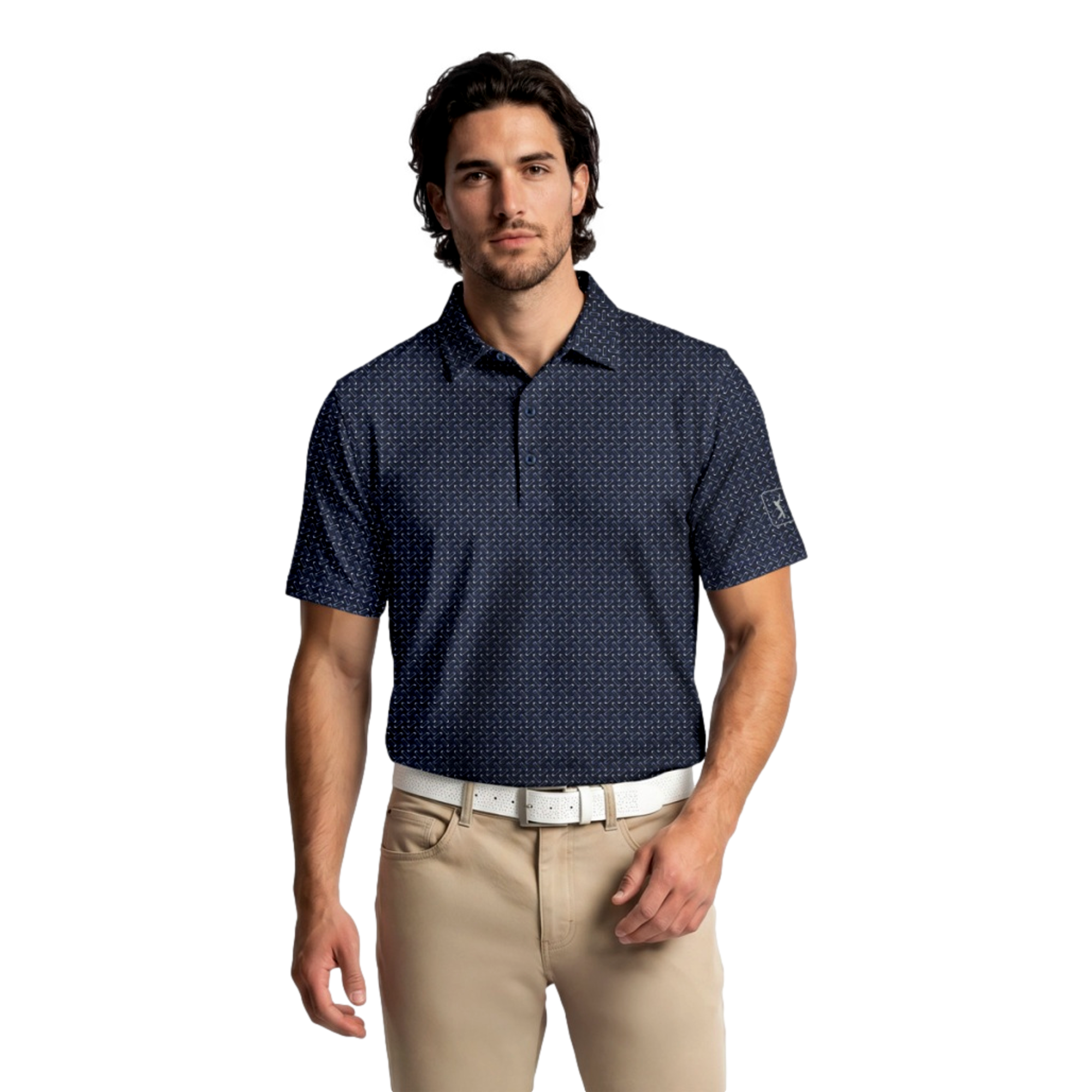 Novelty Argyle Print Men's Golf Polo Shirt