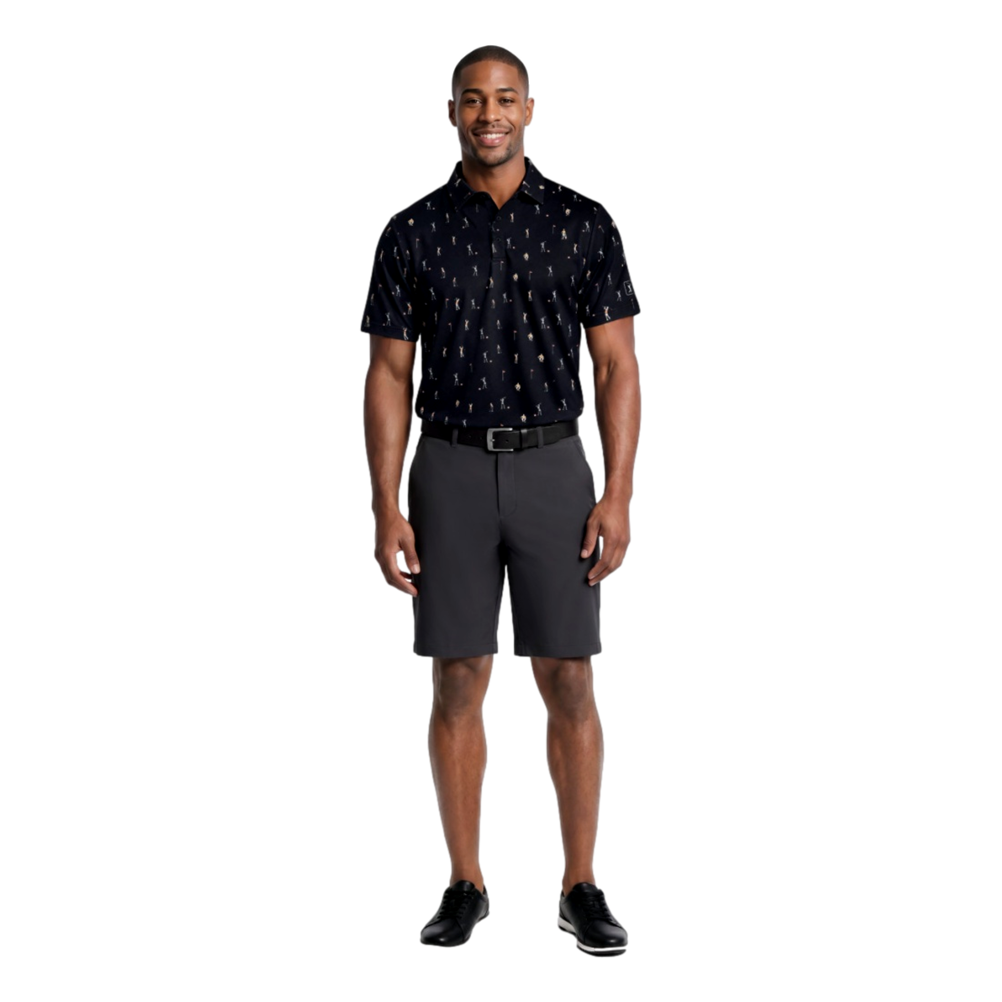 Skeleton Golfer Print Men's Golf Polo Shirt