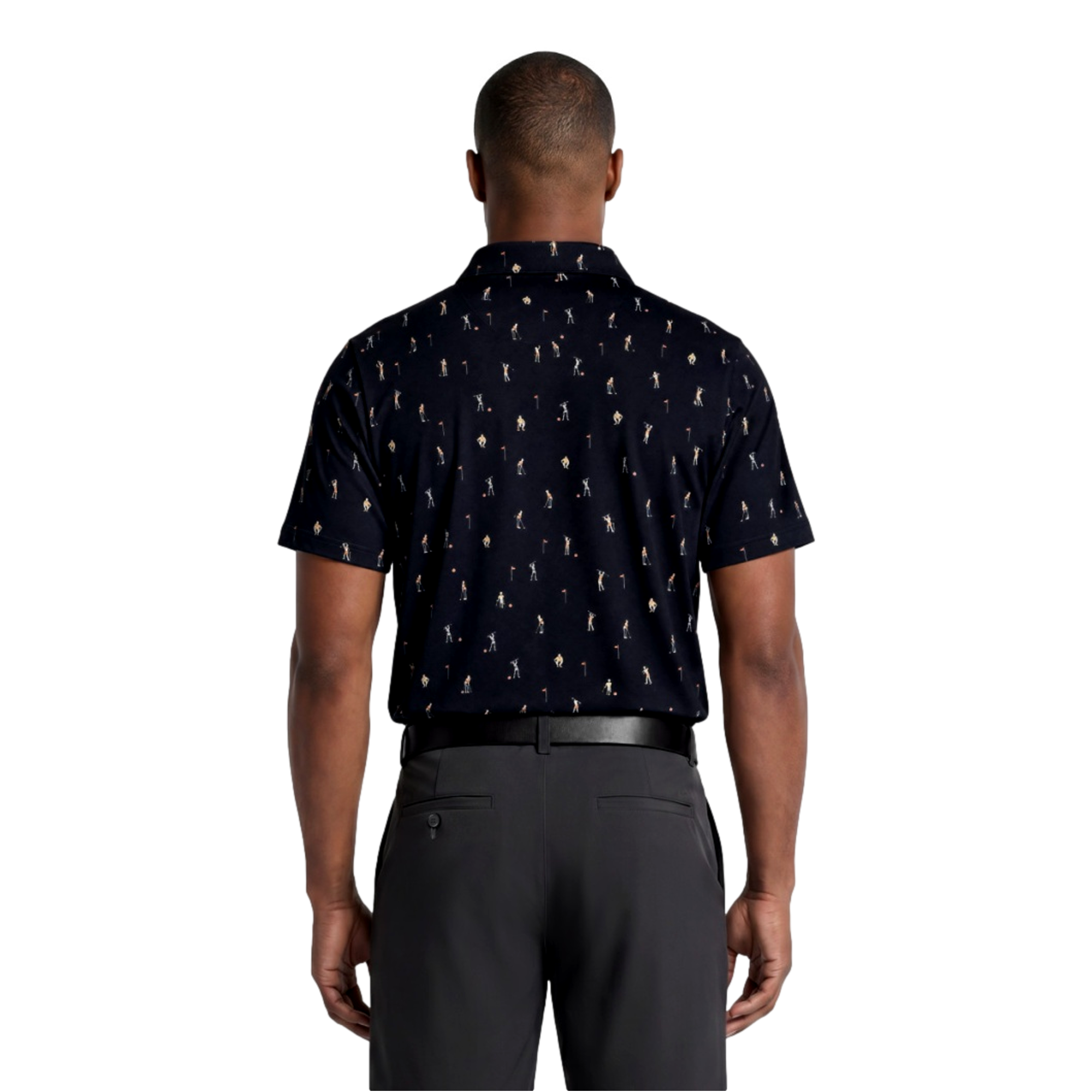 Skeleton Golfer Print Men's Golf Polo Shirt