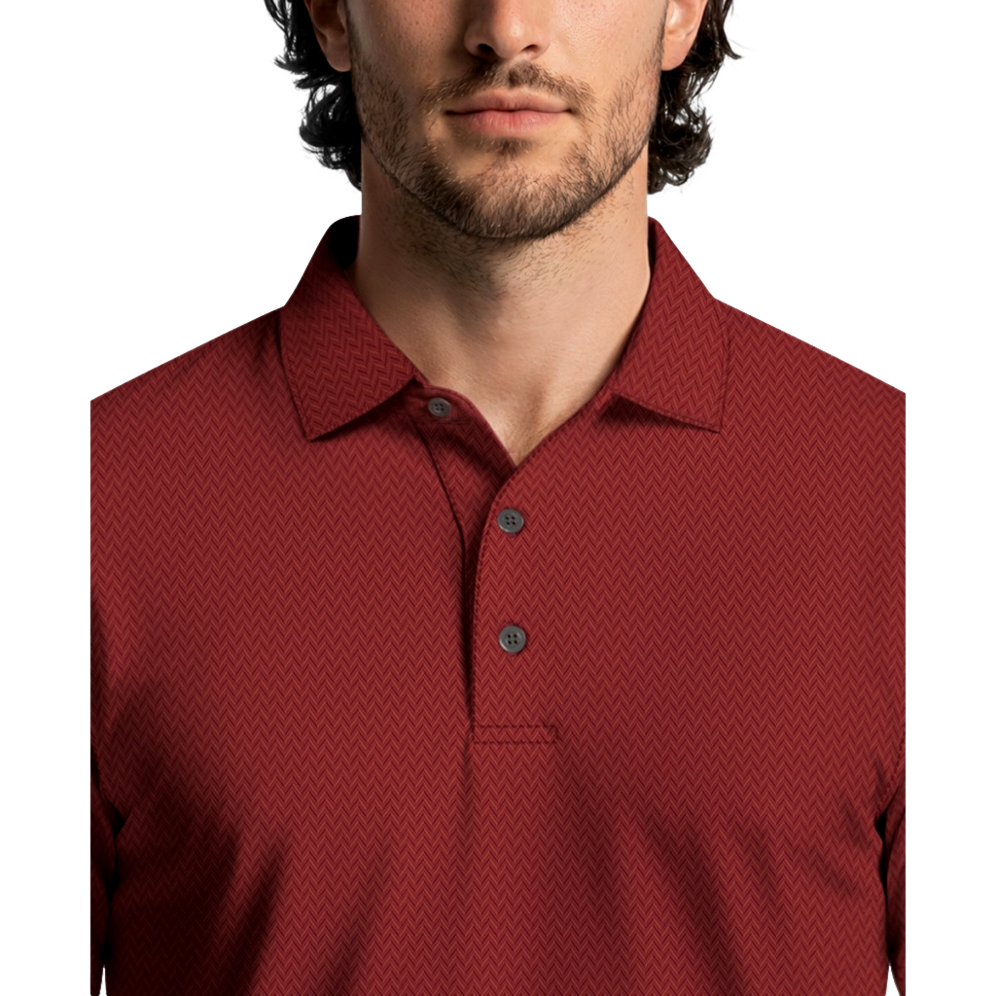 Two Color Heringbone Jacquard Men's Golf Polo Shirt
