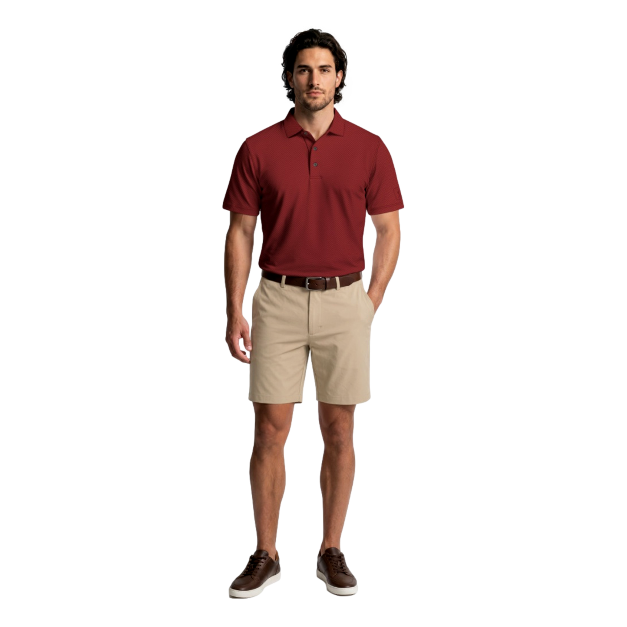 Two Color Heringbone Jacquard Men's Golf Polo Shirt