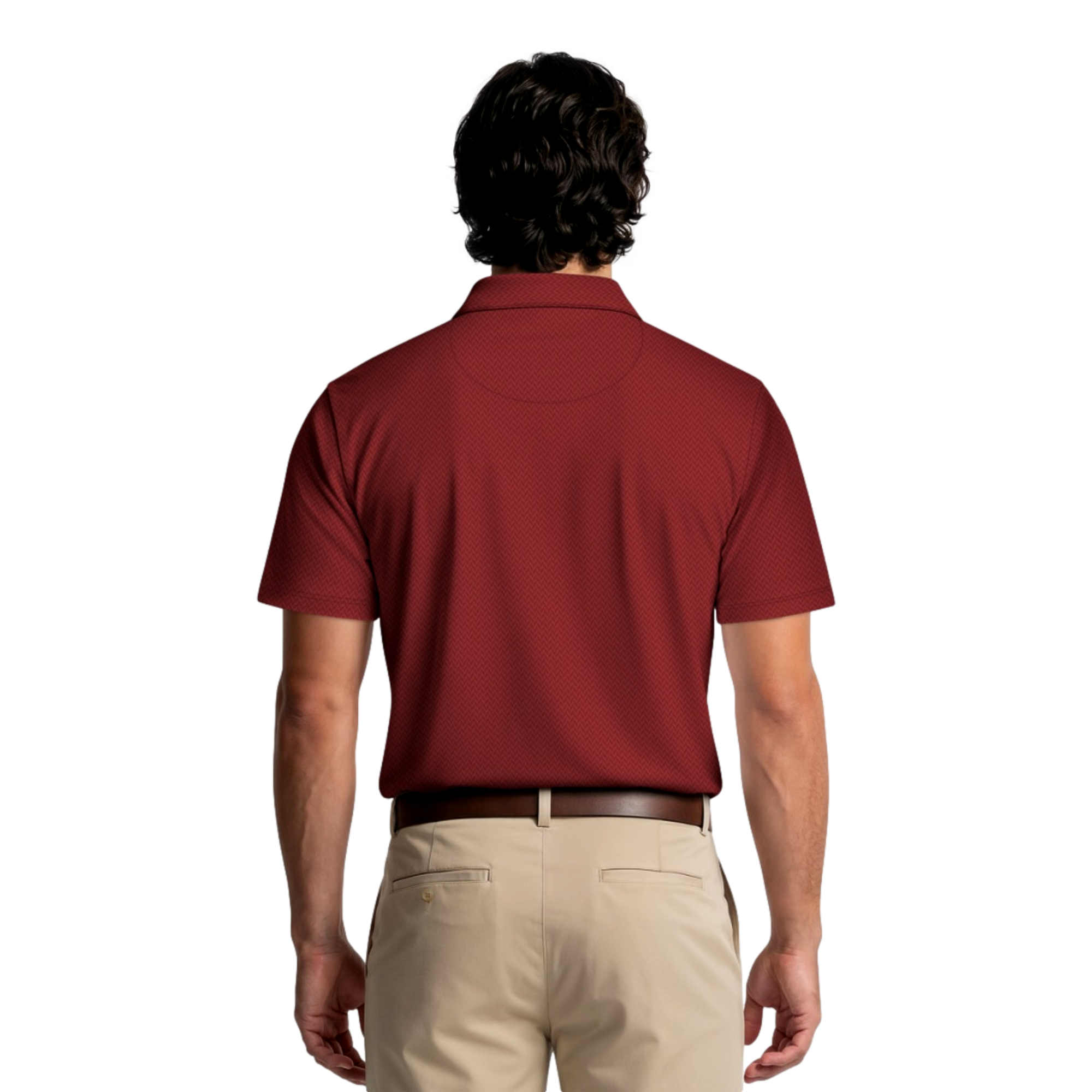 Two Color Heringbone Jacquard Men's Golf Polo Shirt