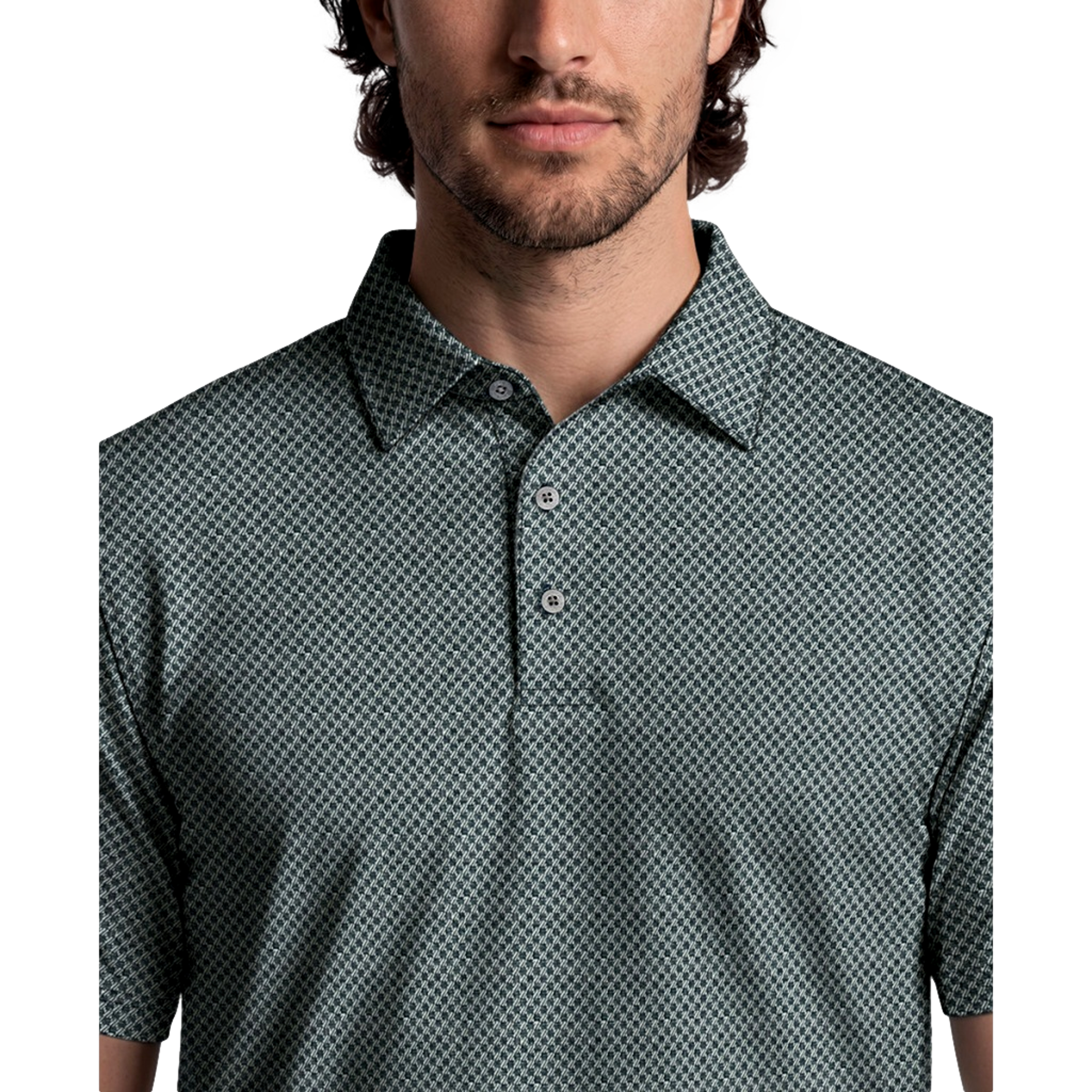 Textured Check Jacquard Men's Golf Polo Shirt