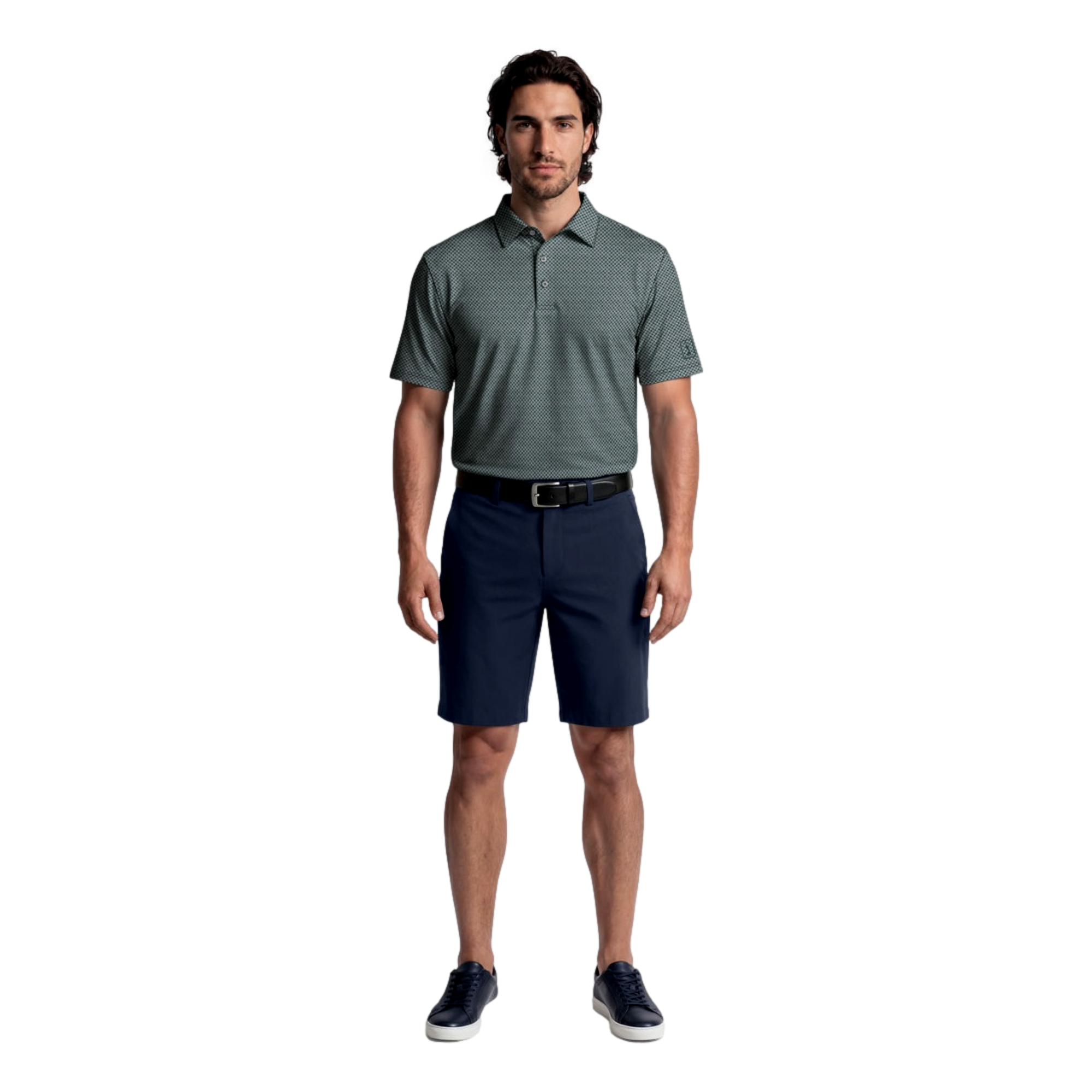 Textured Check Jacquard Men's Golf Polo Shirt