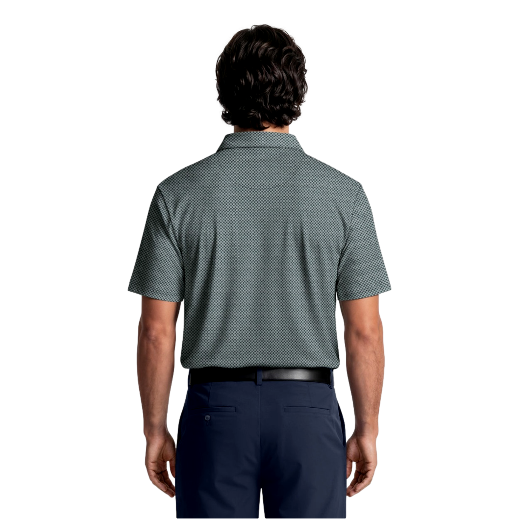 Textured Check Jacquard Men's Golf Polo Shirt