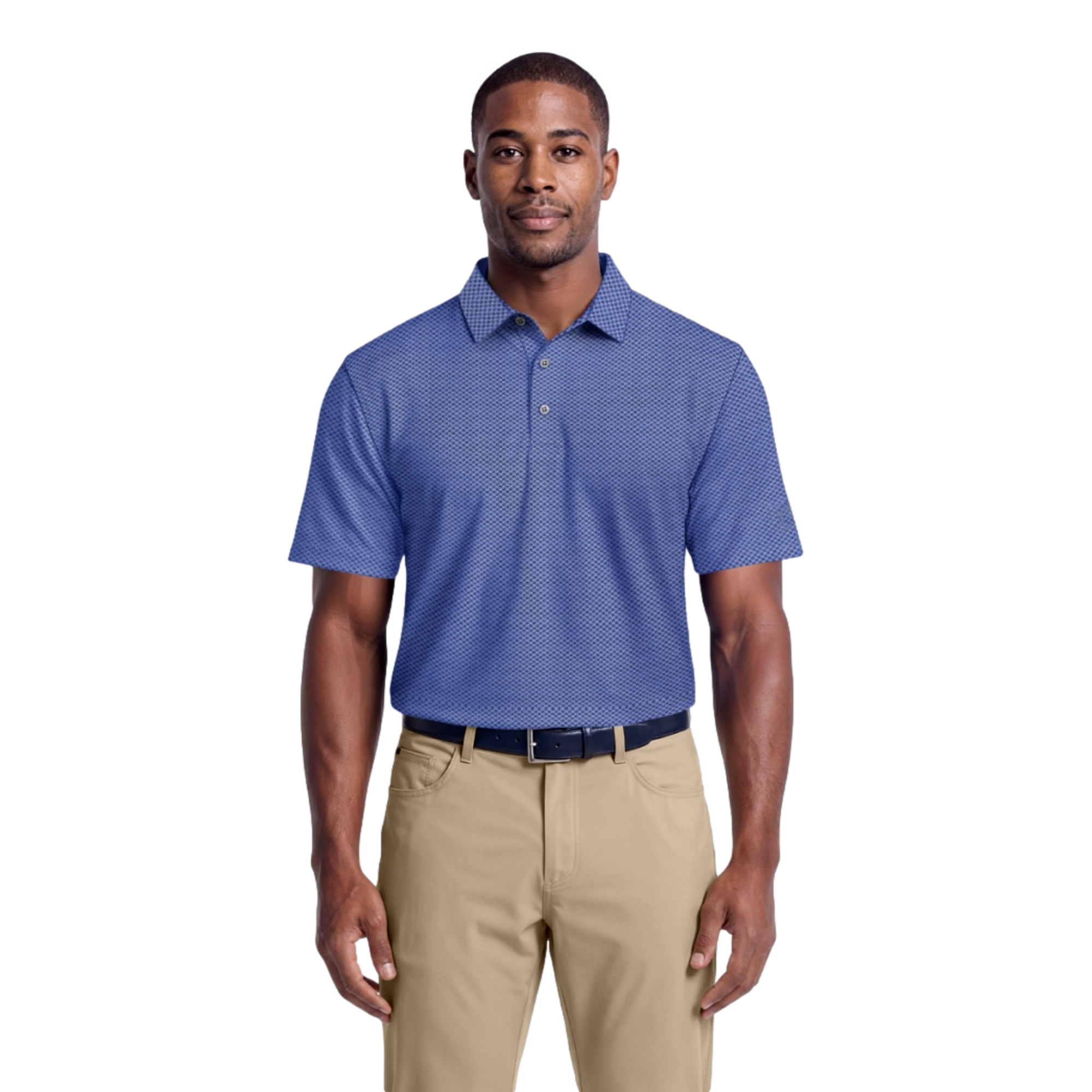 Textured Check Jacquard Men's Golf Polo Shirt