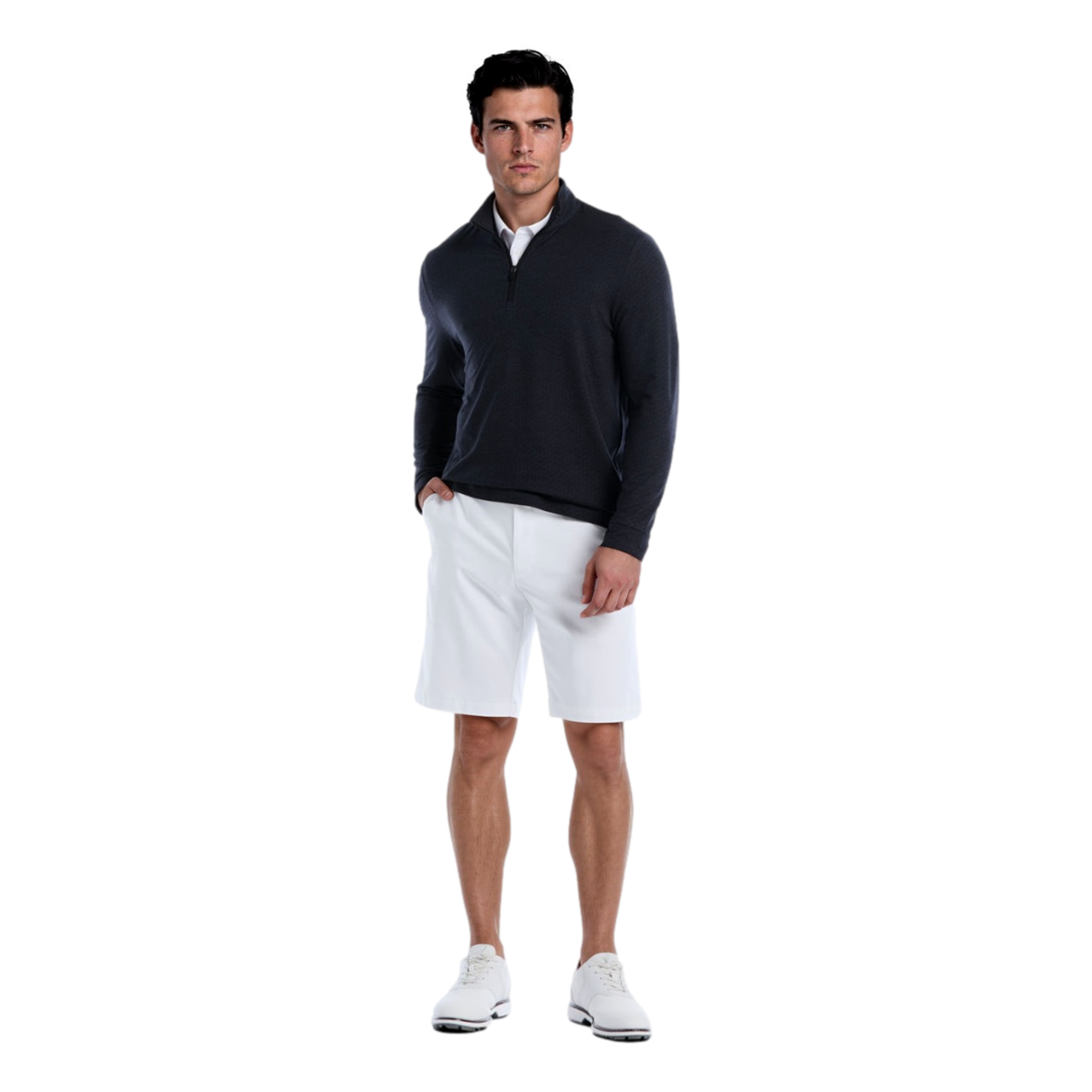 Golf Geo Printed Textured Men's Golf Quarter Zip