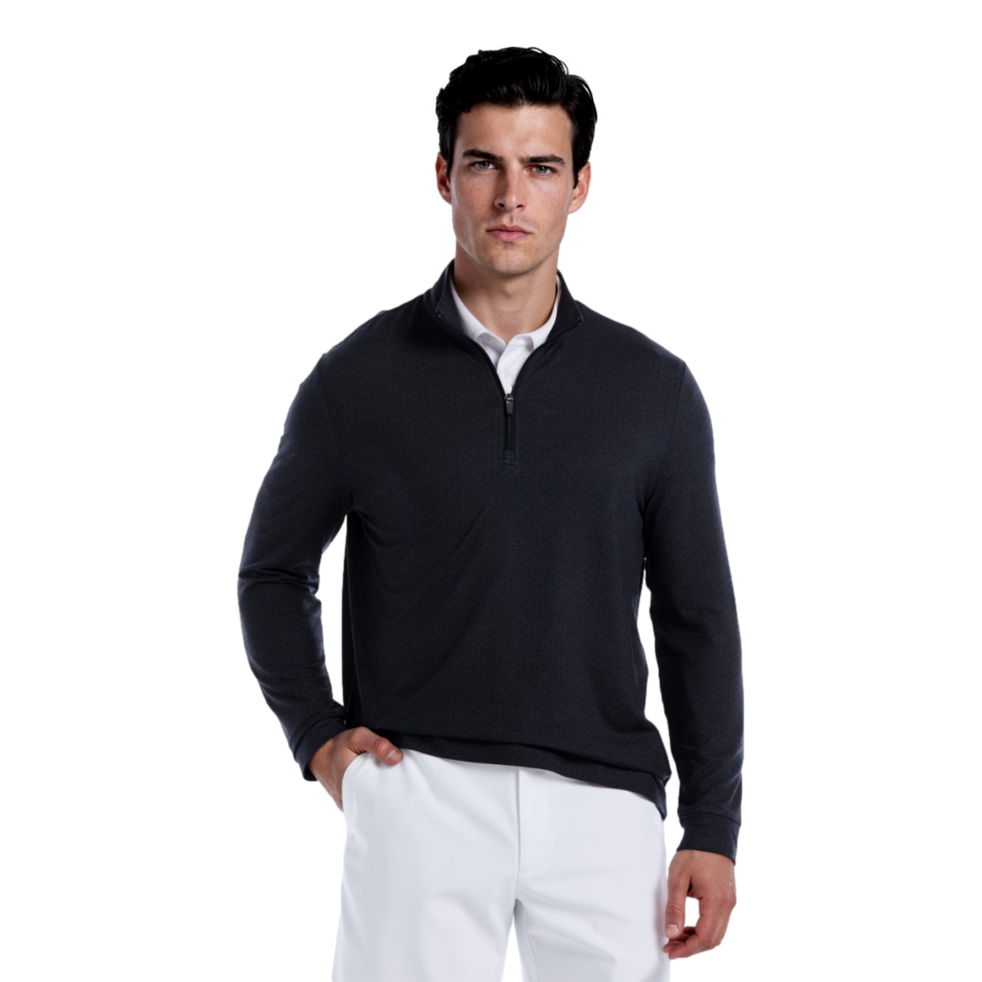 Golf Geo Printed Textured Men's Golf Quarter Zip