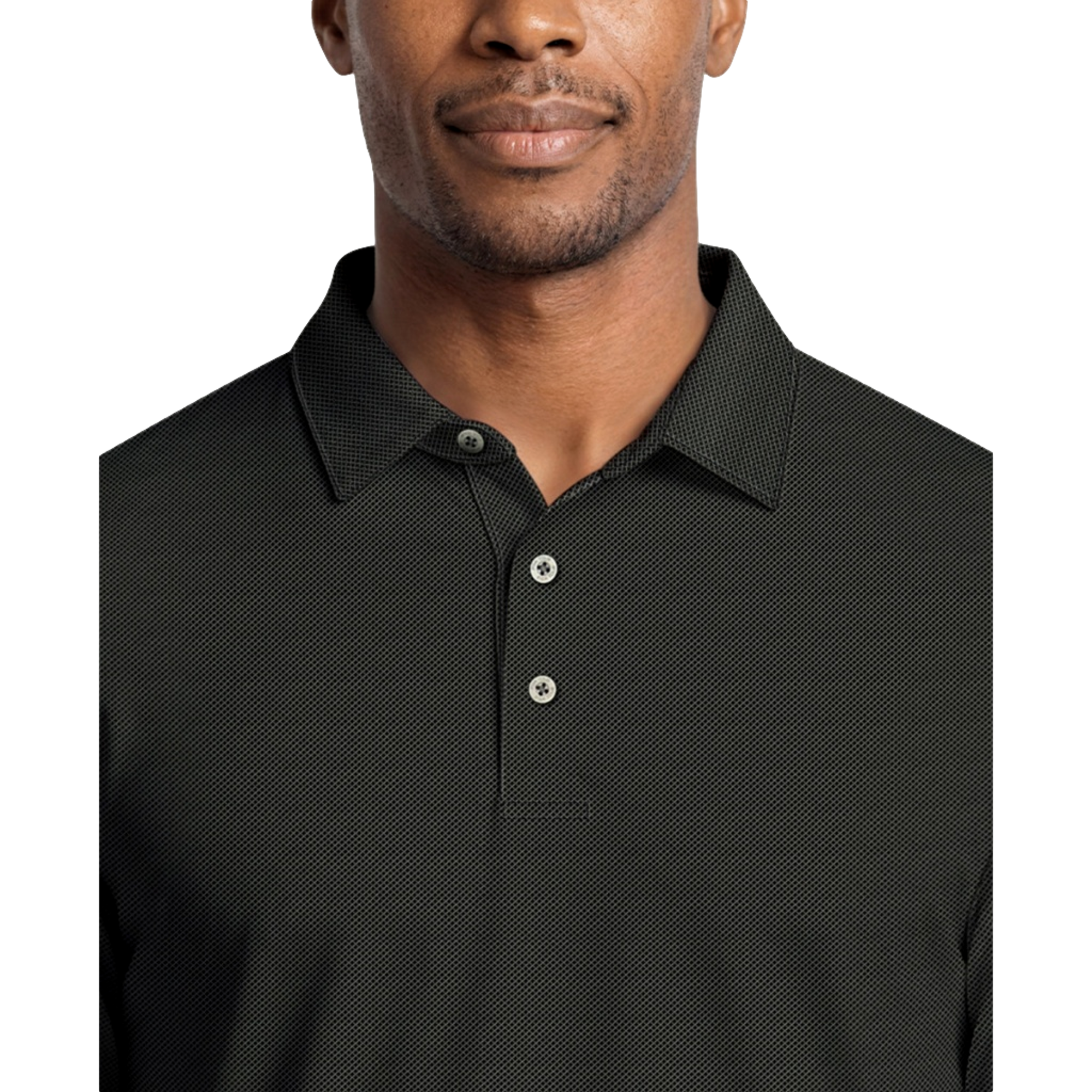 Mini Diamond Jacquard Long Sleeve Men's Golf Polo Shirt