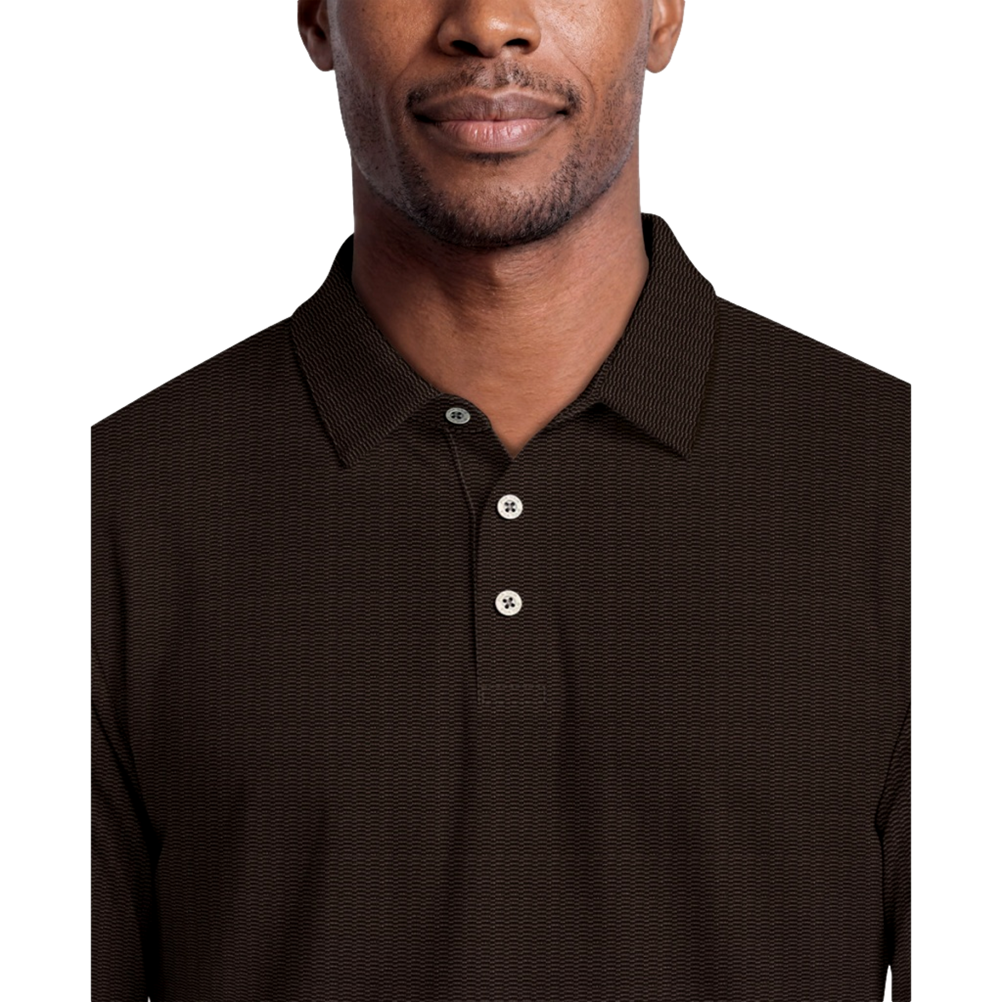 Horizontal Jacquard Long Sleeve Men's Golf Polo Shirt