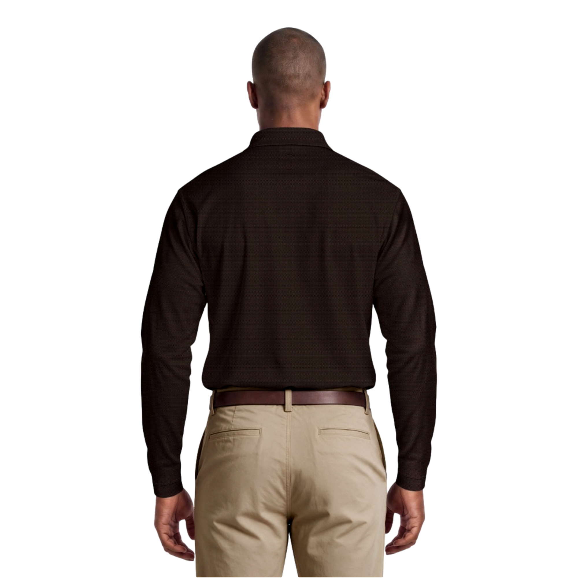 Horizontal Jacquard Long Sleeve Men's Golf Polo Shirt