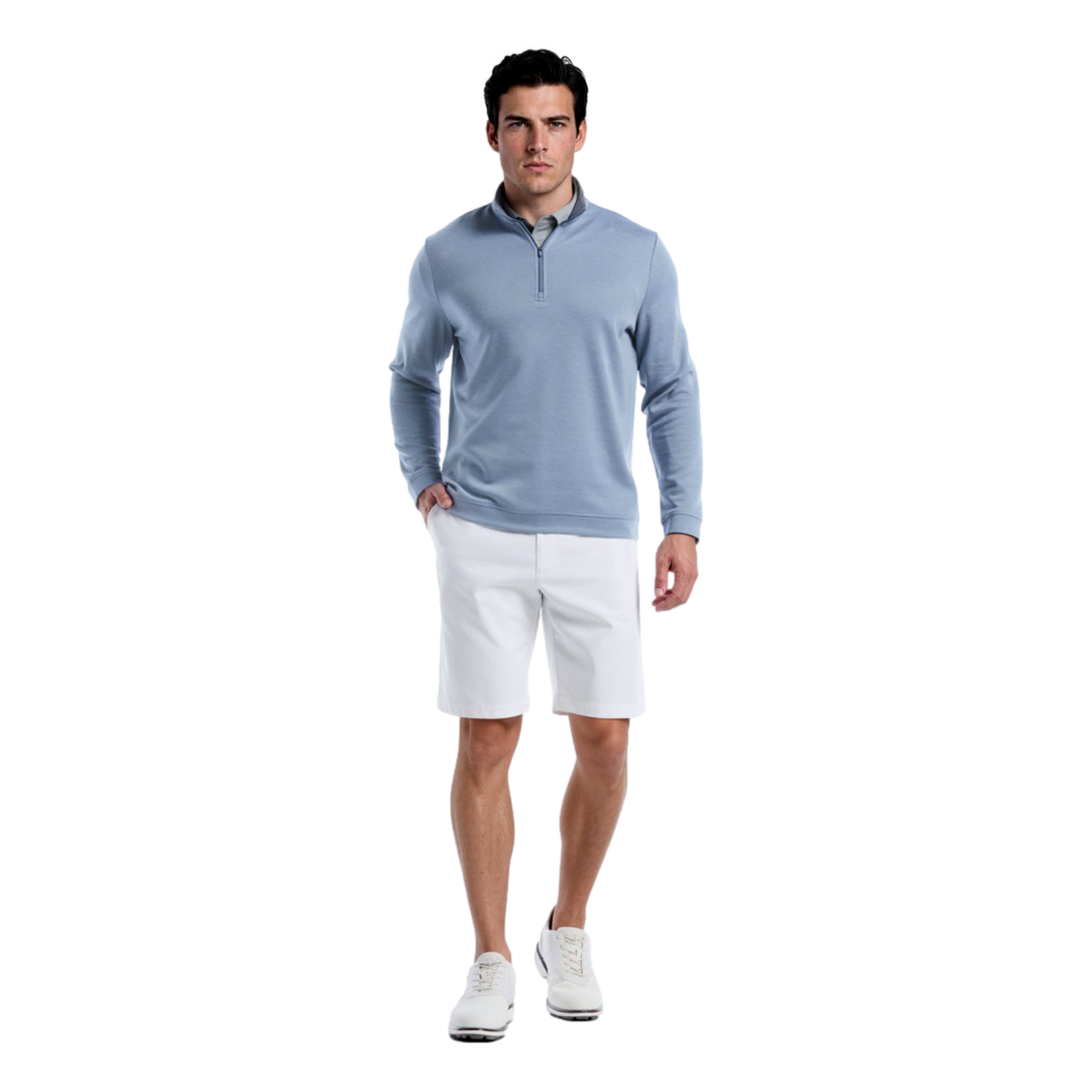 Herringbone Textured Men's Golf Quarter Zip