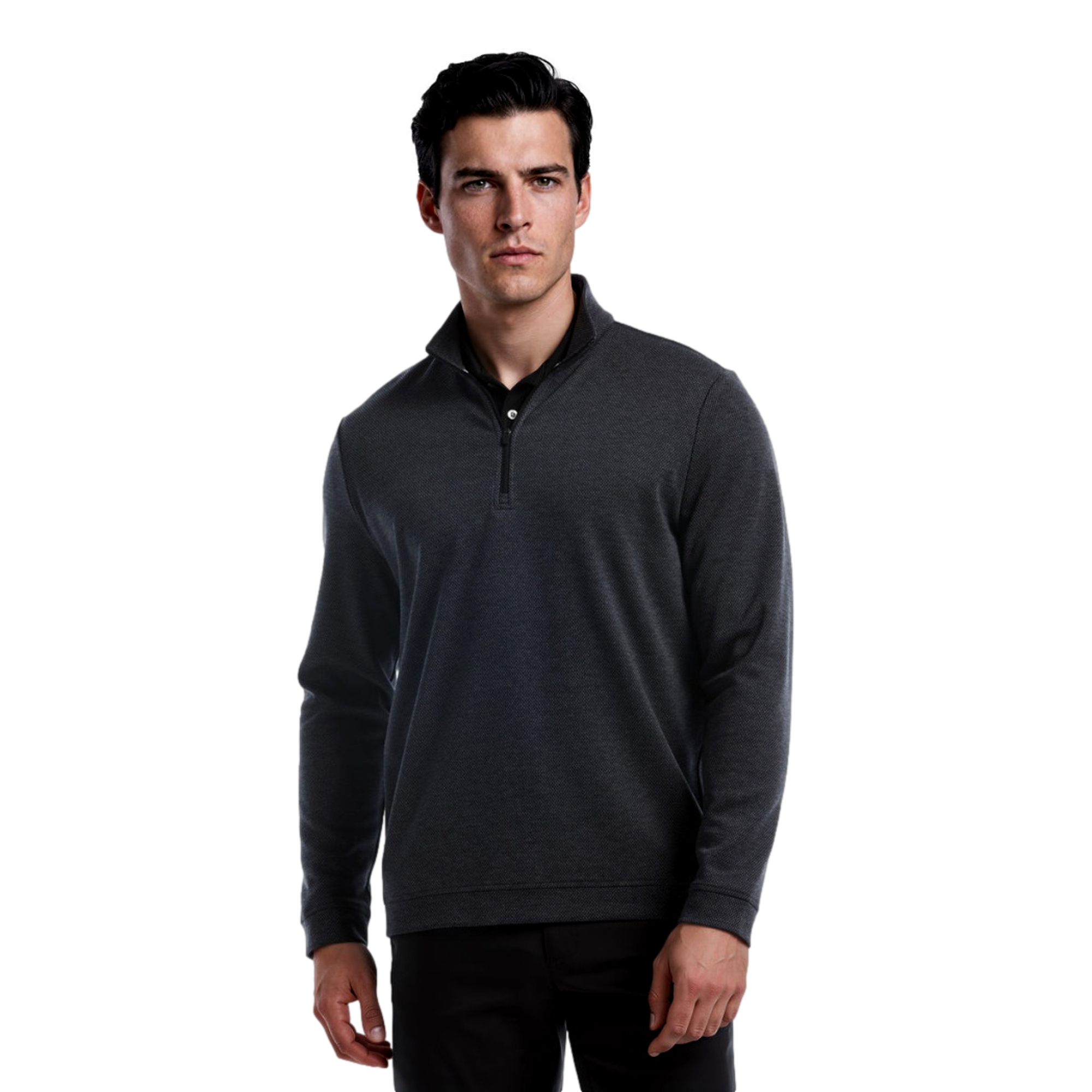 Herringbone Textured Men's Golf Quarter Zip