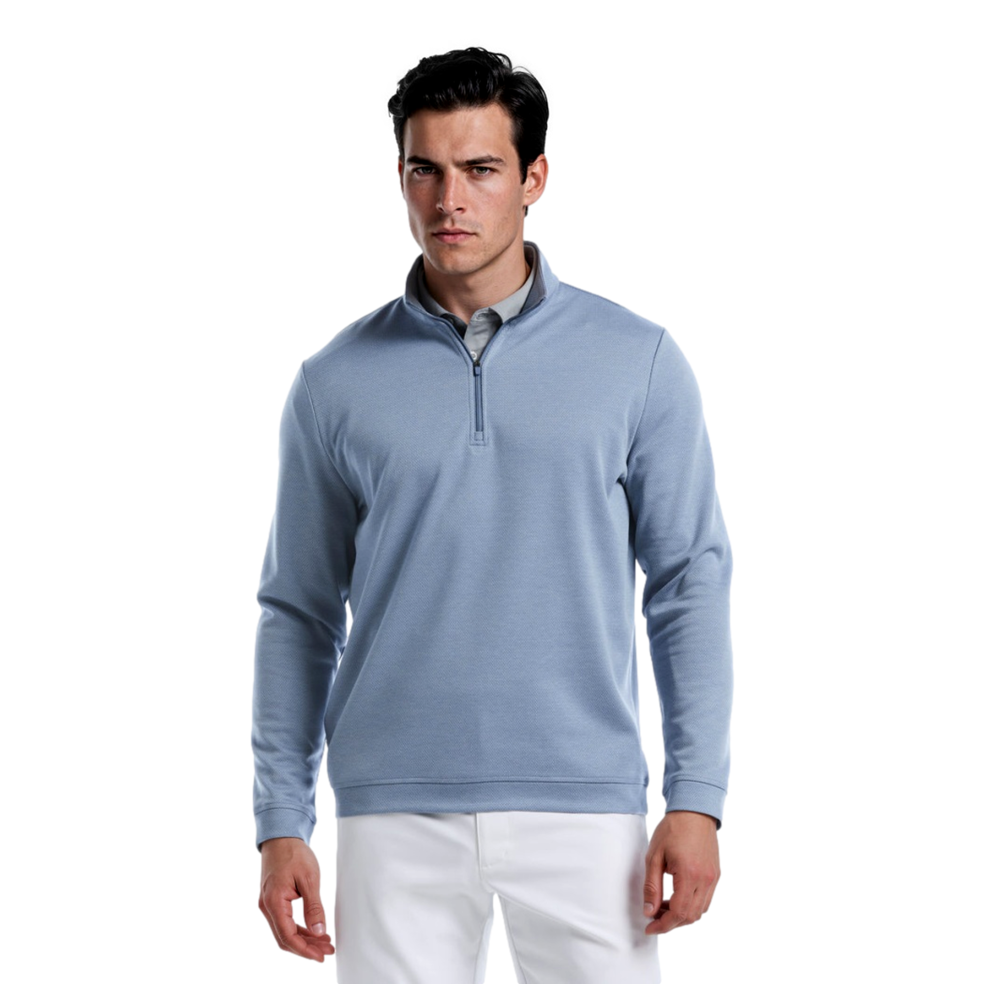 Herringbone Textured Men's Golf Quarter Zip