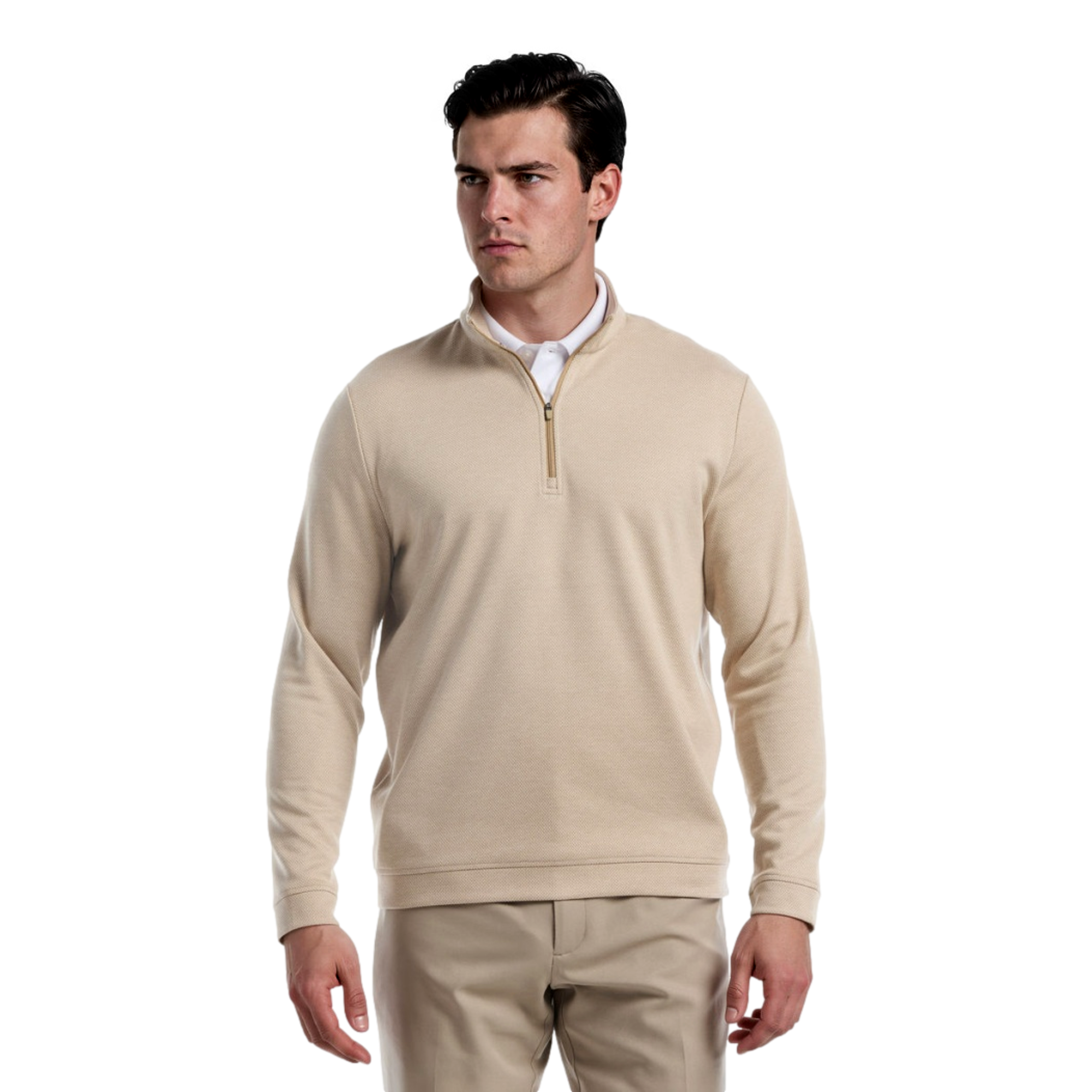 Herringbone Textured Men's Golf Quarter Zip
