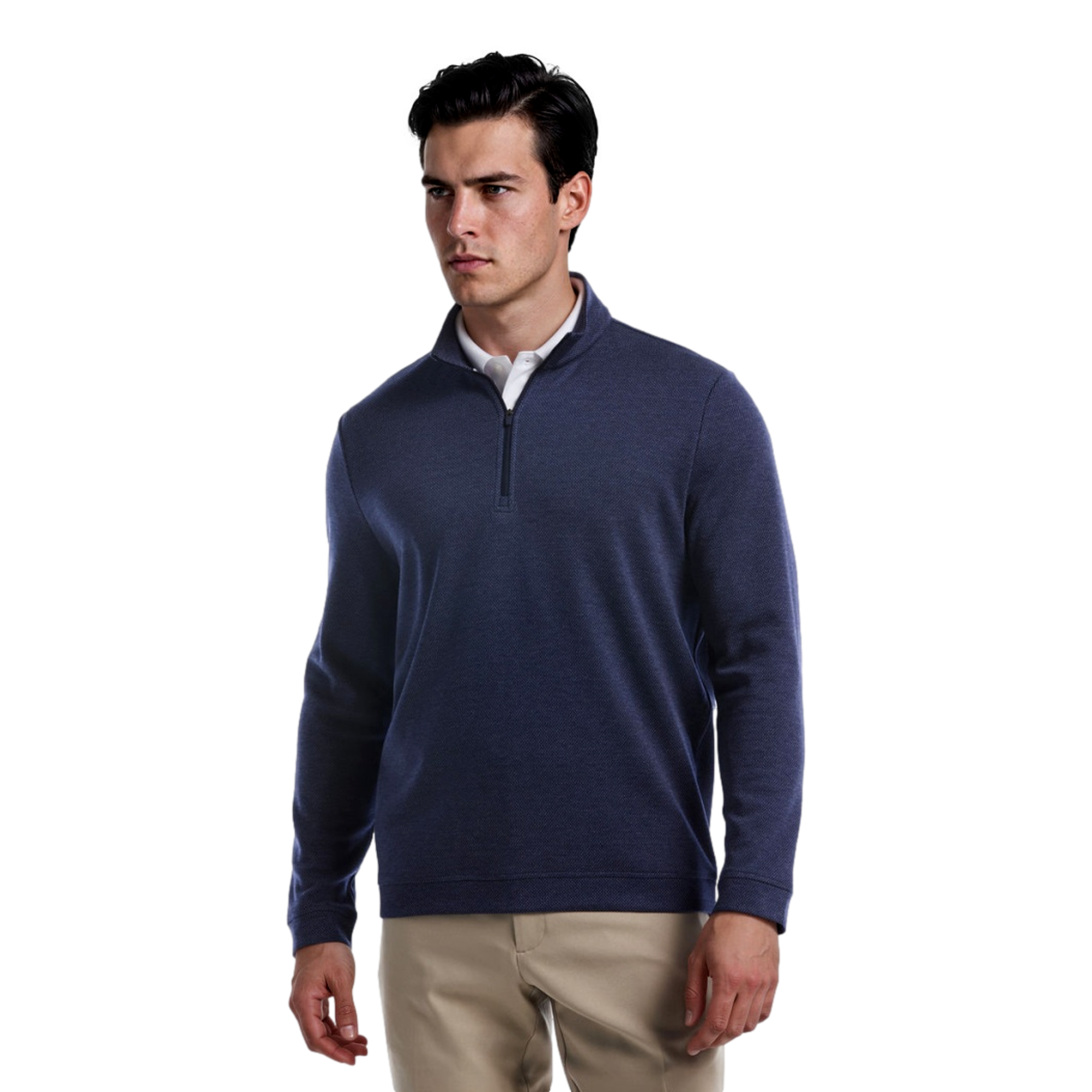 Herringbone Textured Men's Golf Quarter Zip