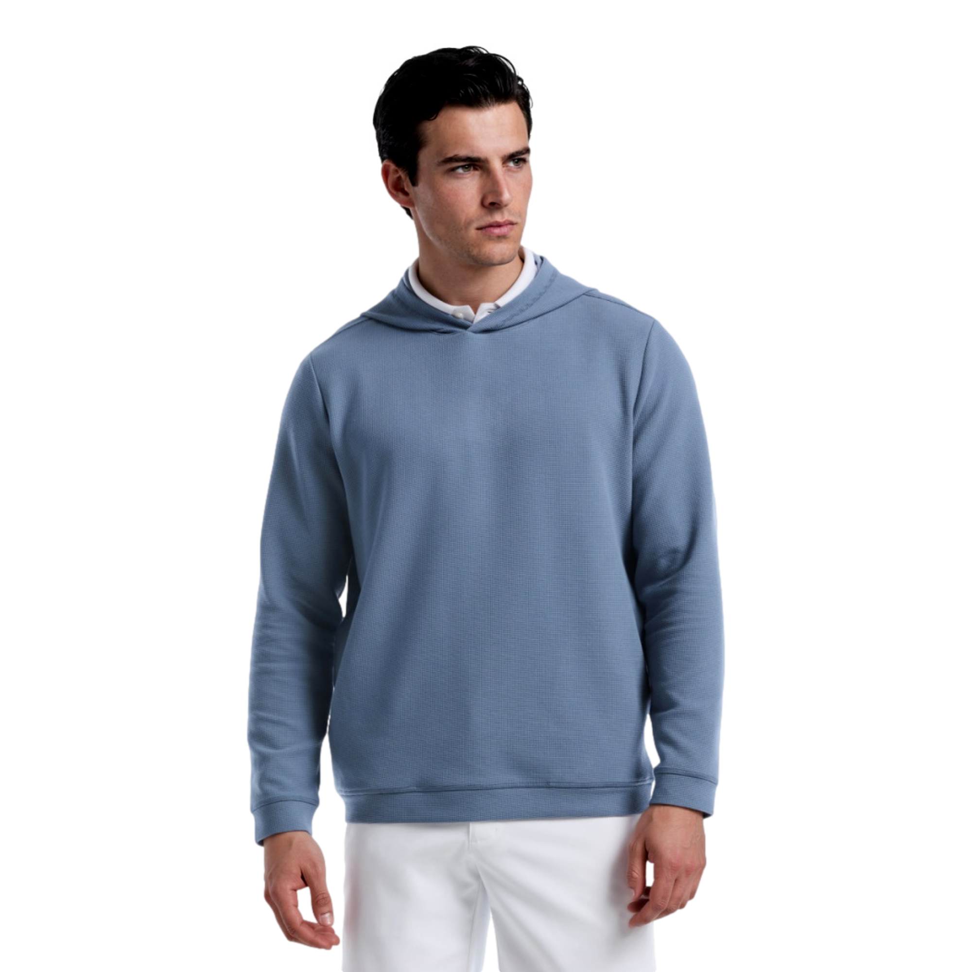 Micro-Waffle Textured Long Sleeve Men's Golf Hoodie