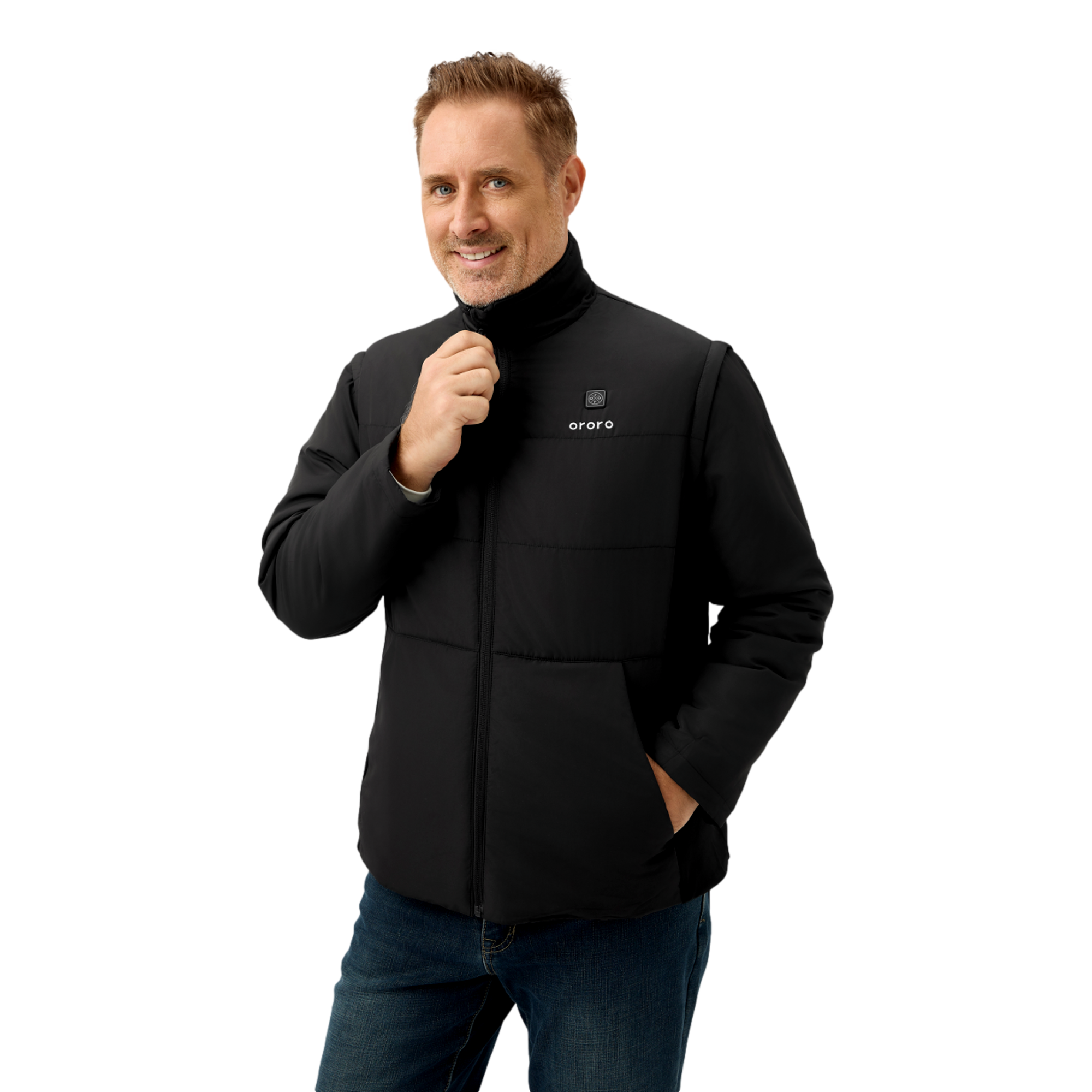 4-Zone Zip-off Sleeve Men's Heated Golf Jacket