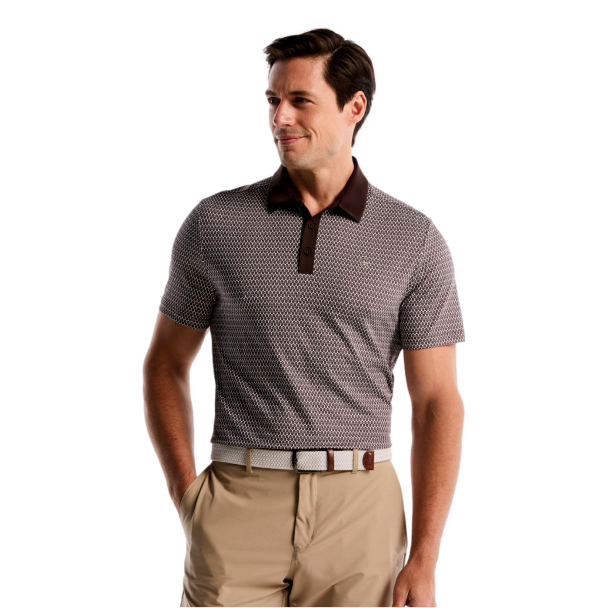 Penguin Guitar Pick Geo Print Men's Golf Polo Shirt