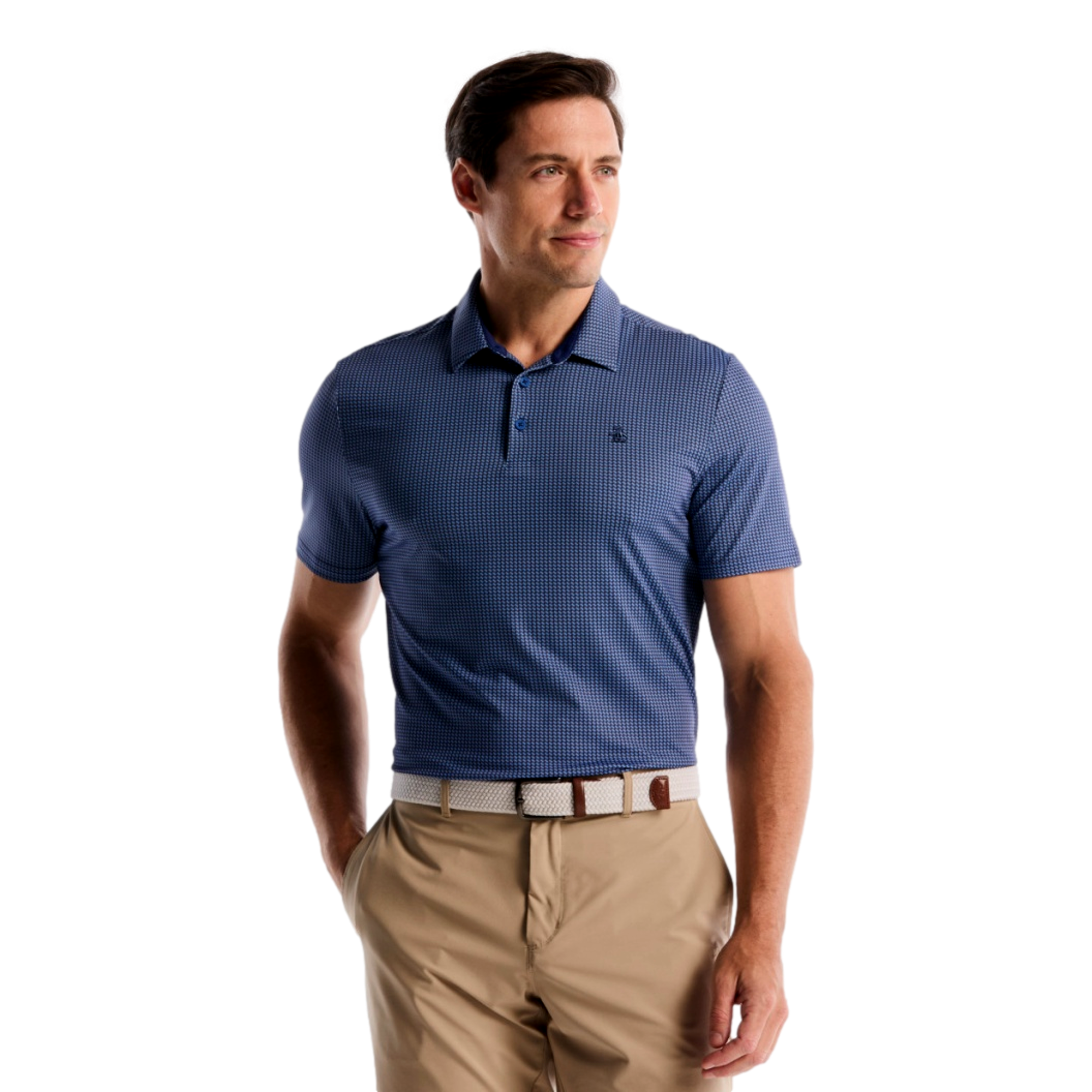 All Over Geo Houndstooth Print Men's Golf Polo Shirt