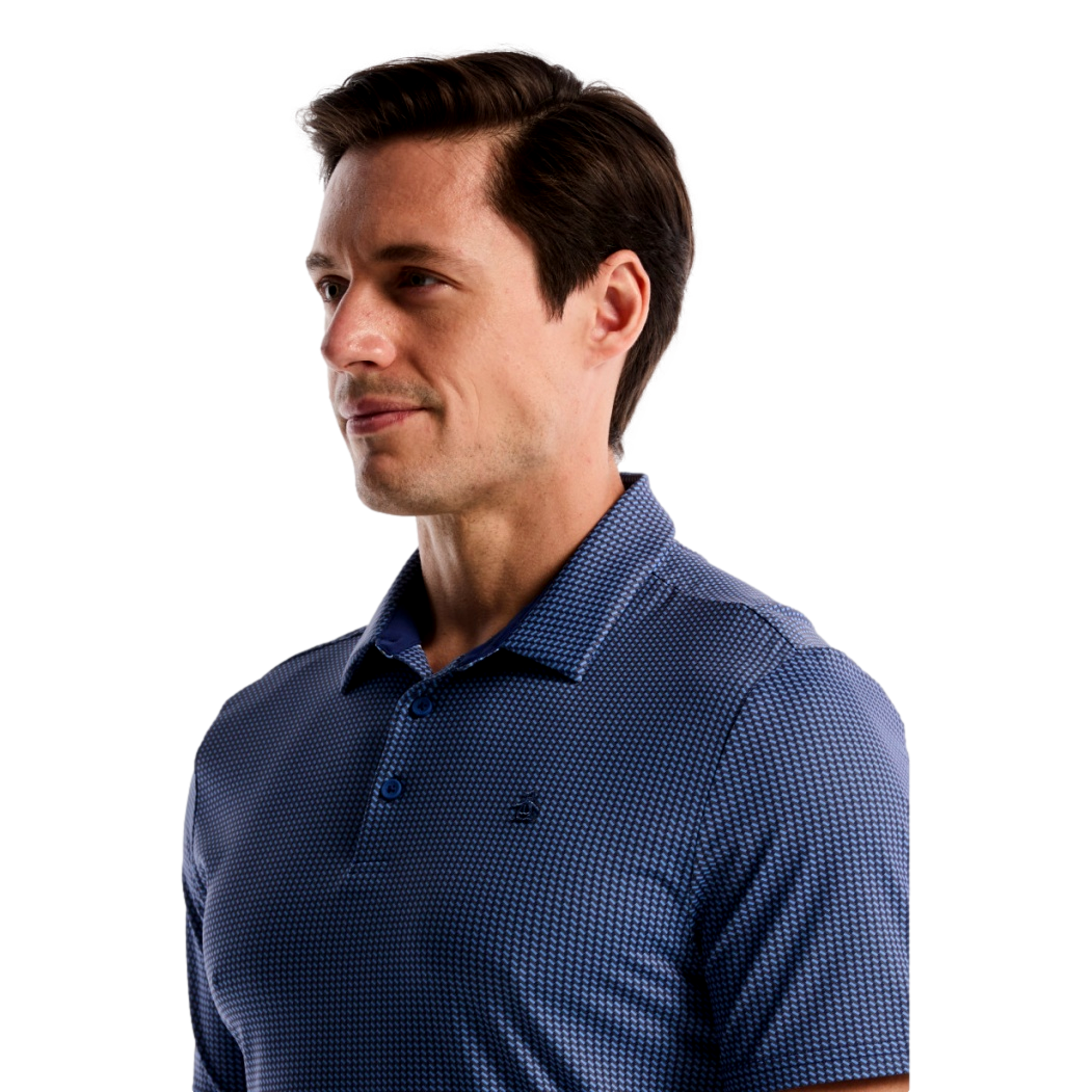 All Over Geo Houndstooth Print Men's Golf Polo Shirt