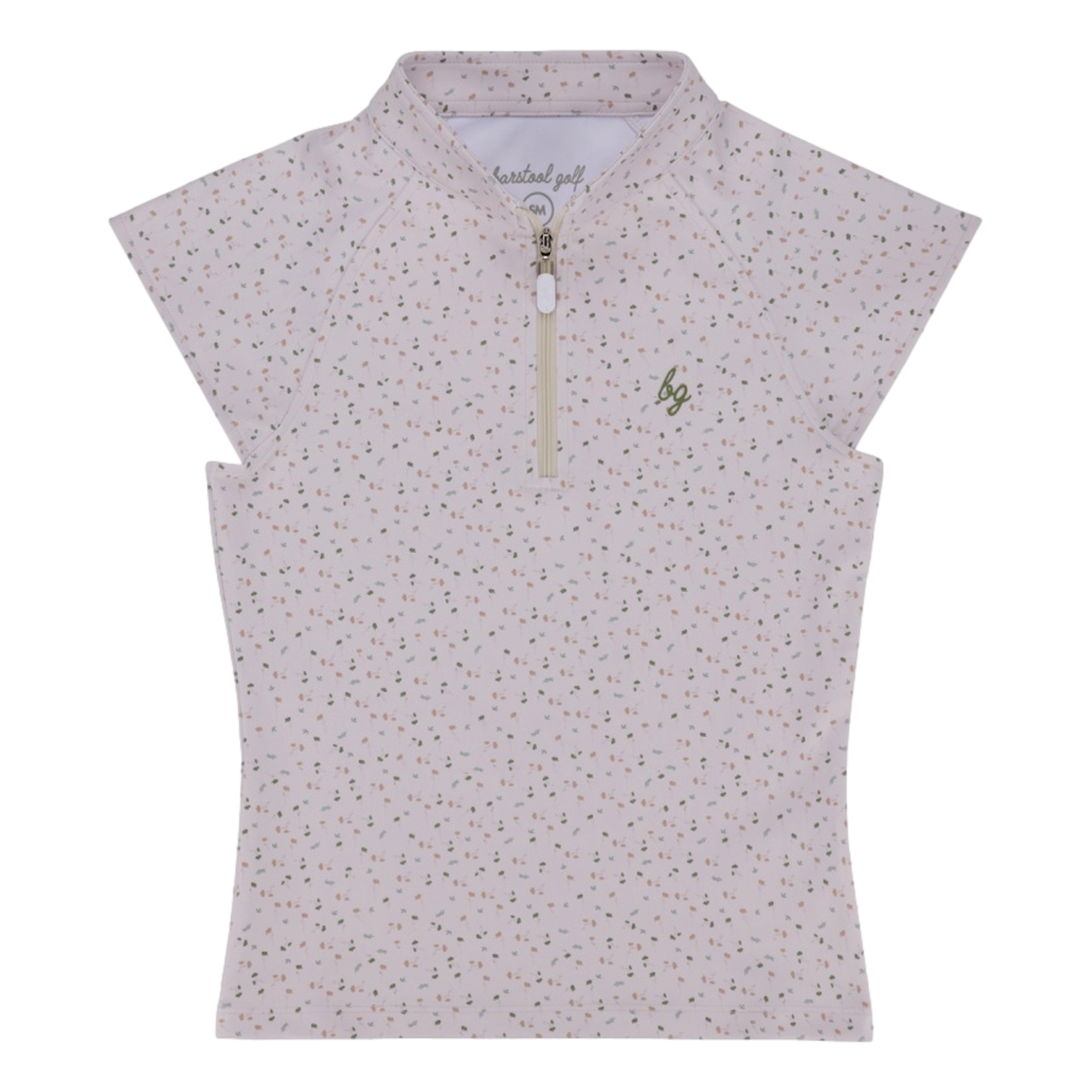 Floral Cap Sleeve Women's Quarter Zip Golf Polo