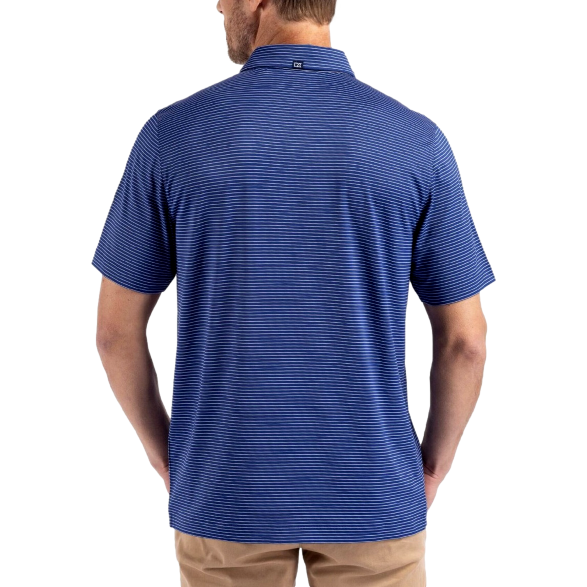 Kansas Jayhawks Forge Recycled Fine Line Stripe Four-Way Stretch Men's Golf Polo Shirt