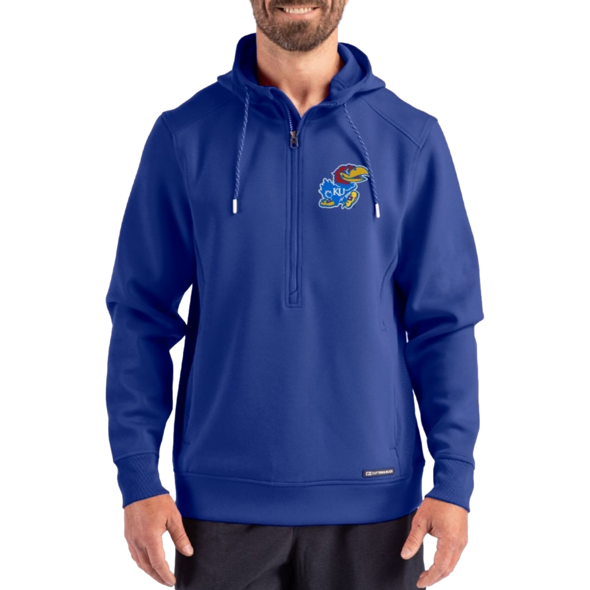Kansas Jayhawks Roam Recycled Buttery-Soft Knit Men's Golf Quarter Zip Hoodie