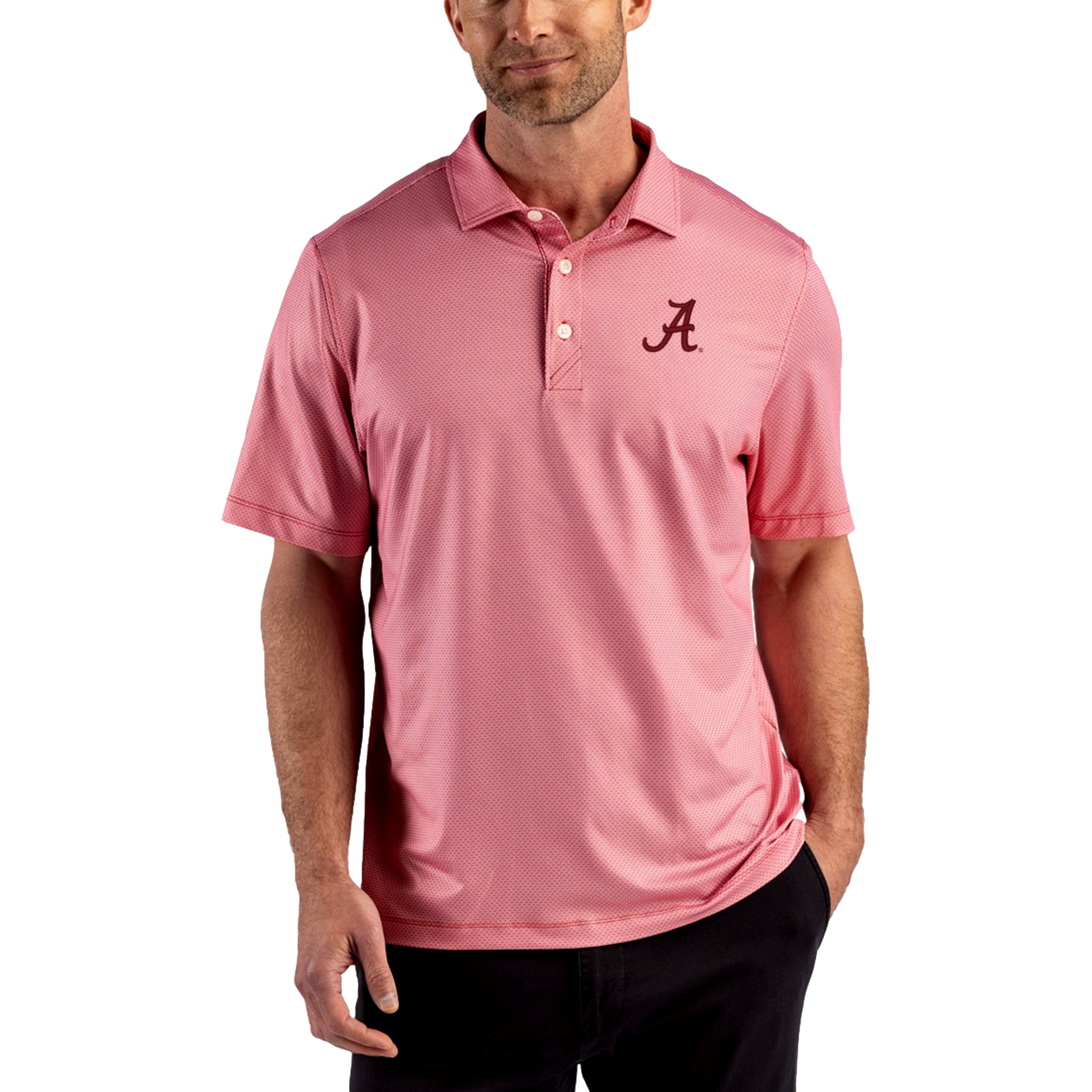 Alabama Crimson Tide Pike Recycled Lattice Print Men's Golf Polo Shirt