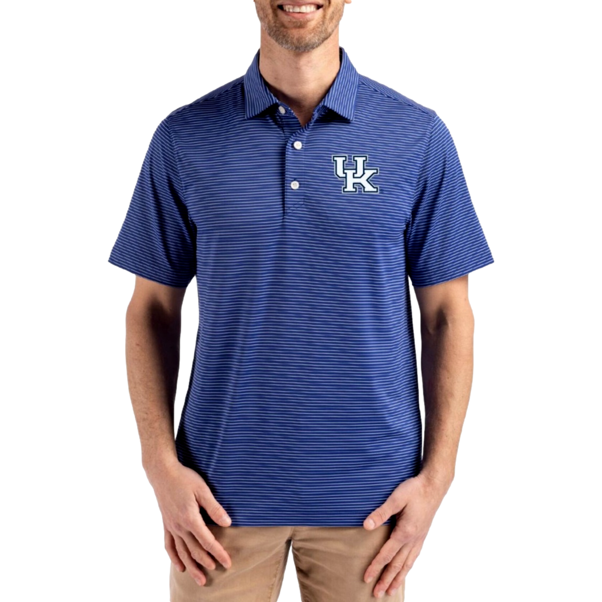 Kentucky Wildcats Forge Recycled Fine Line Stripe Four-Way Stretch Men's Golf Polo Shirt
