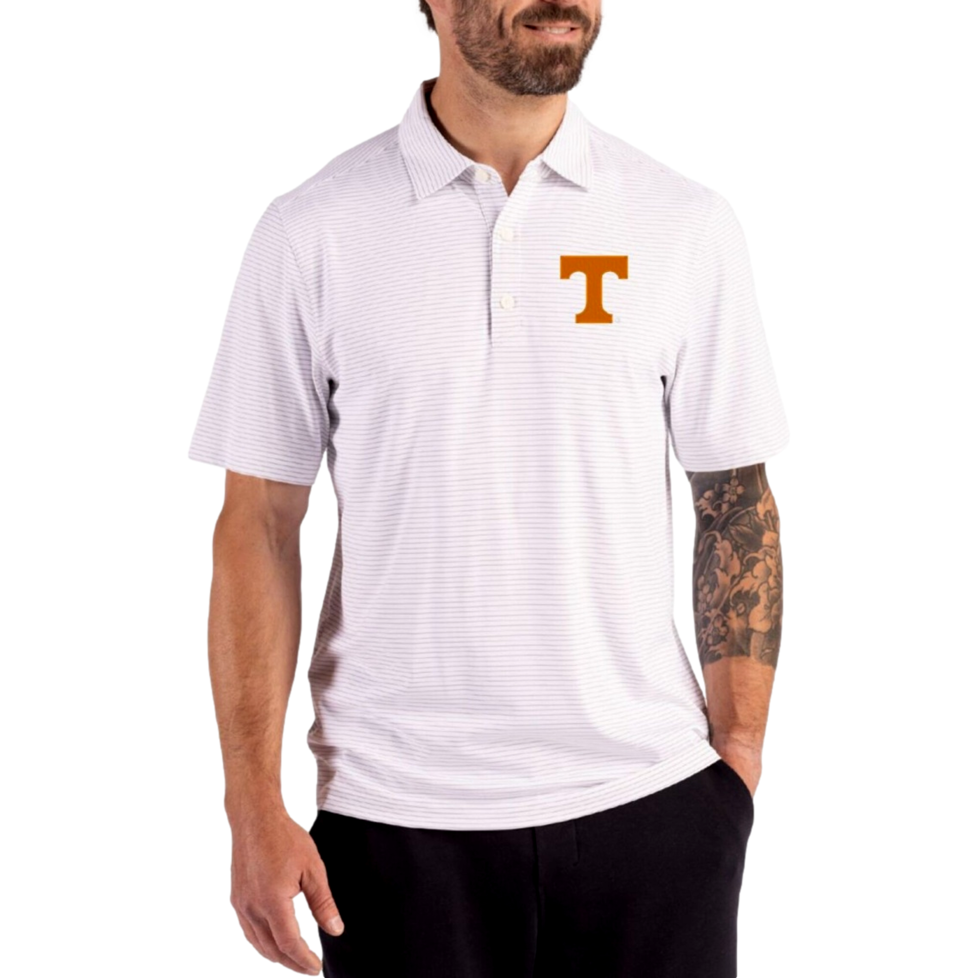 Tennessee Volunteers Forge Recycled Fine Line Stripe Four-Way Stretch Men's Golf Polo Shirt